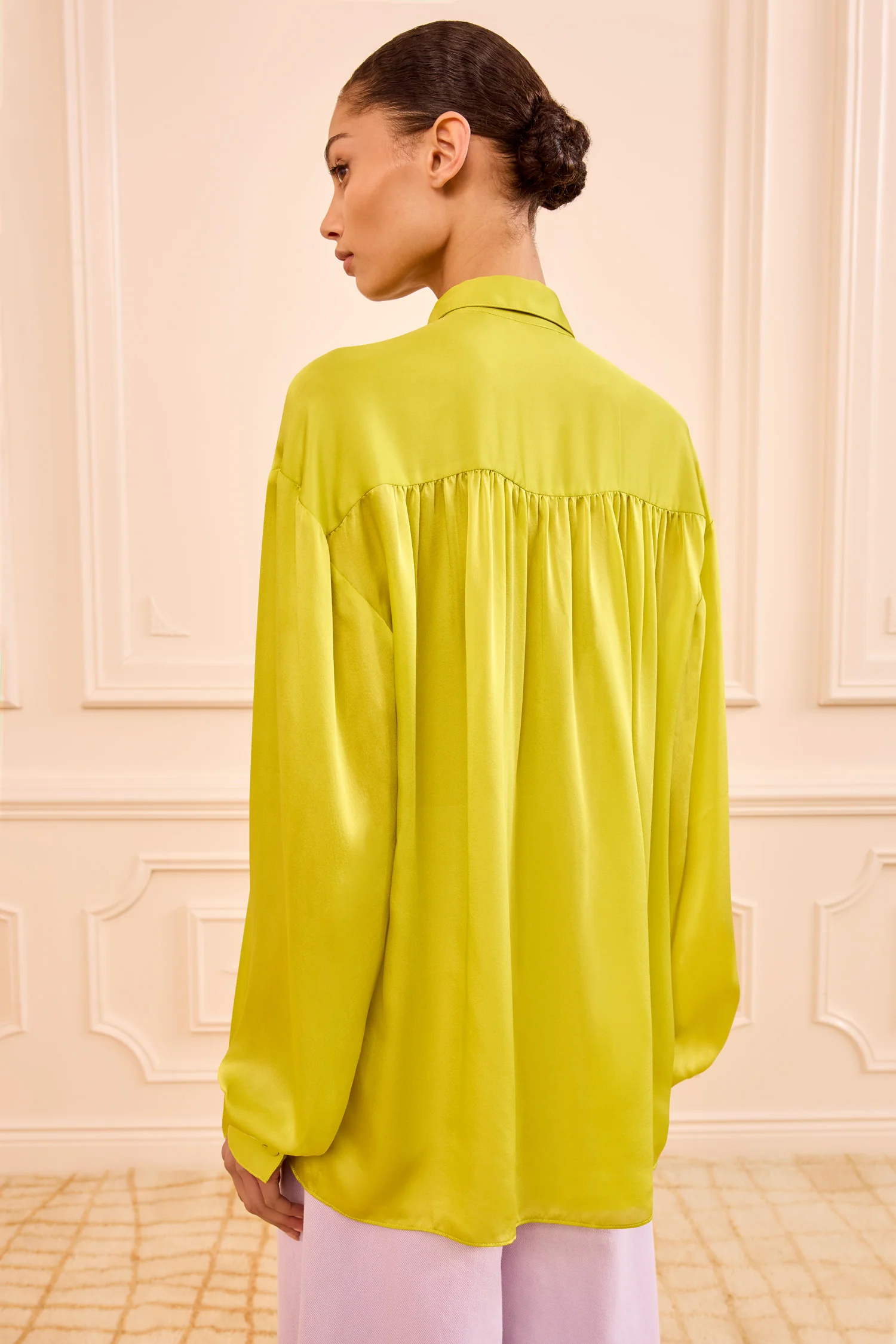 Gesture Silk Blouse - Chartreuse - Image 4