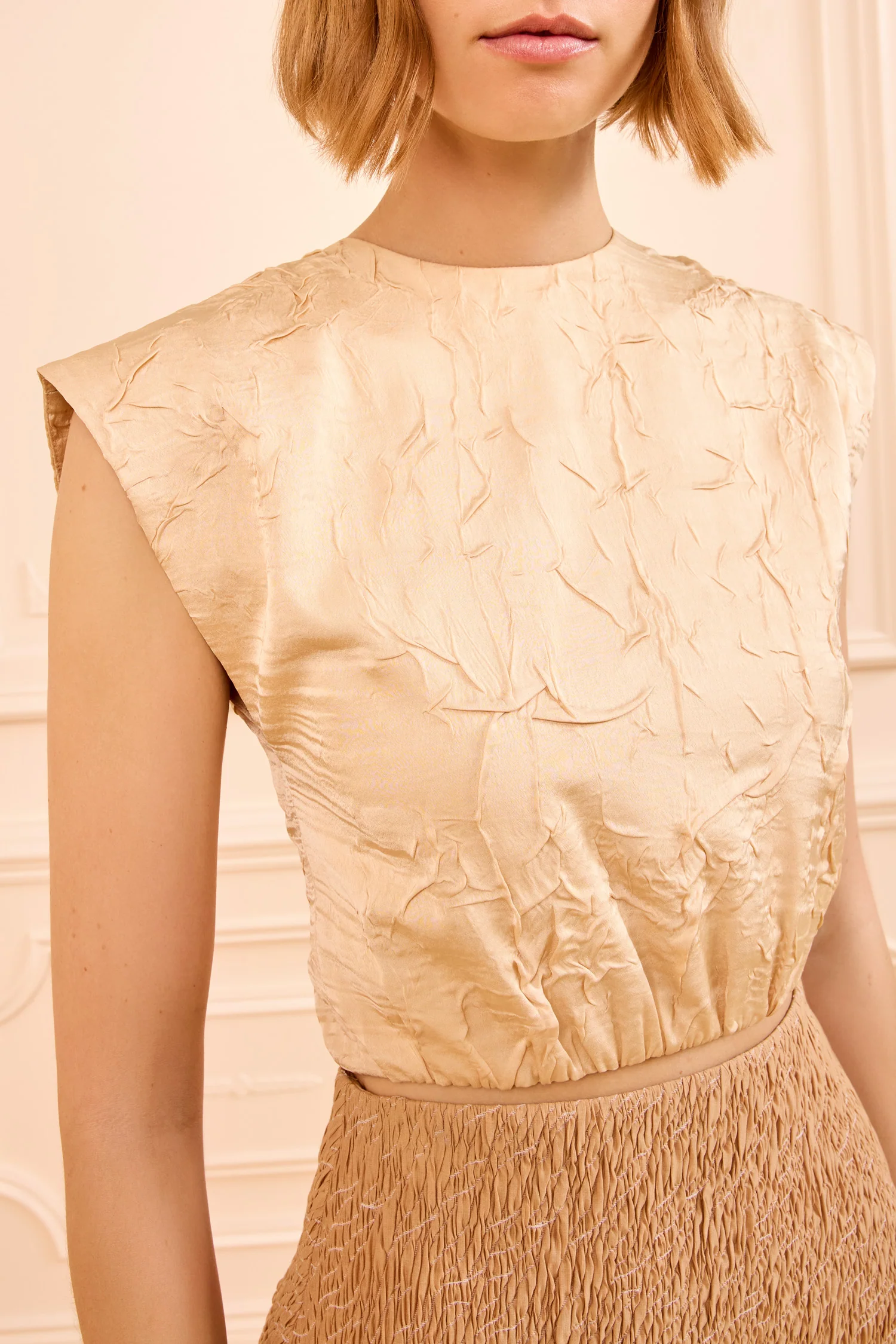 Gisella Satin Crop Top - Driftwood - Image 2