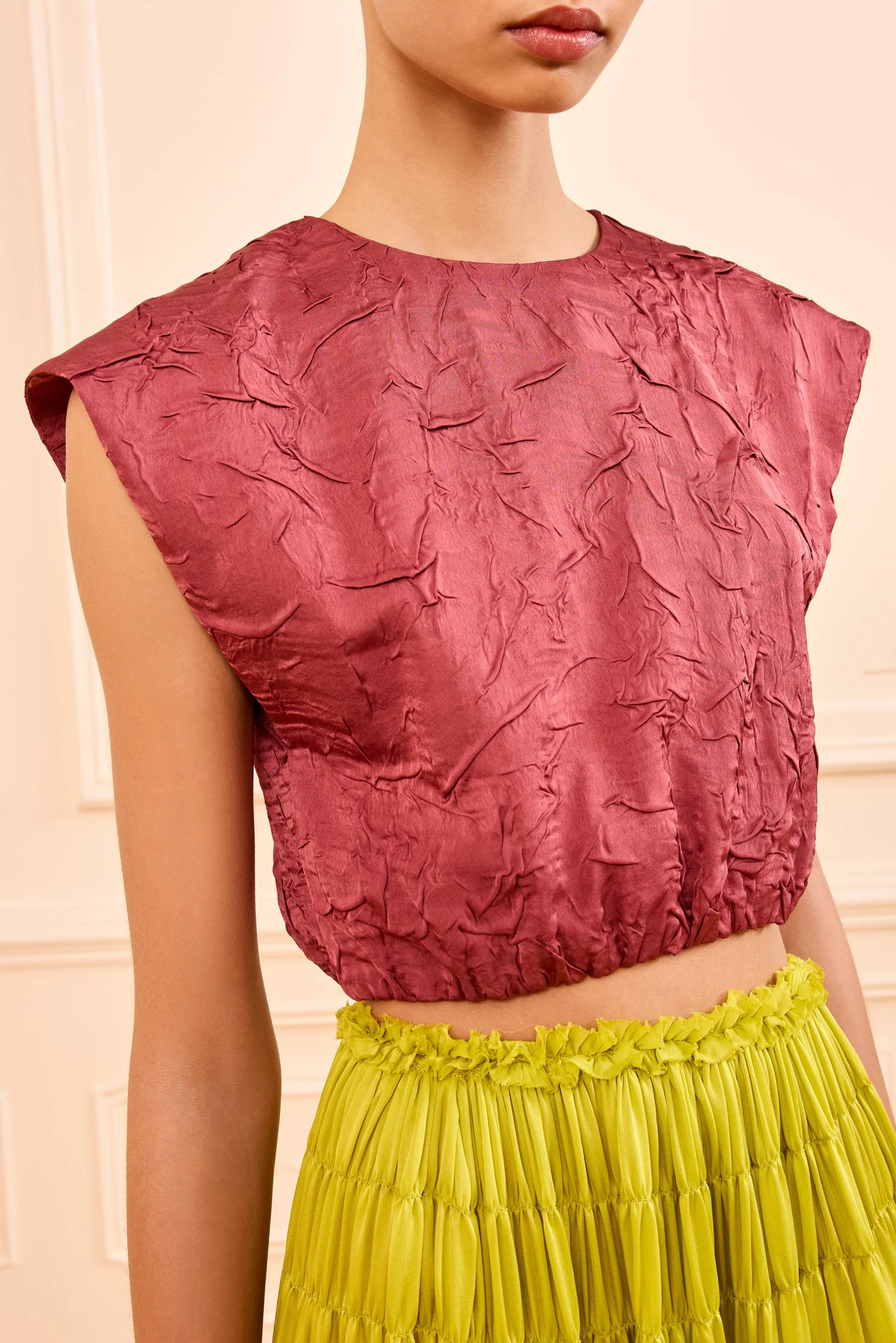 Gisella Satin Crop Top - Fig - Image 2