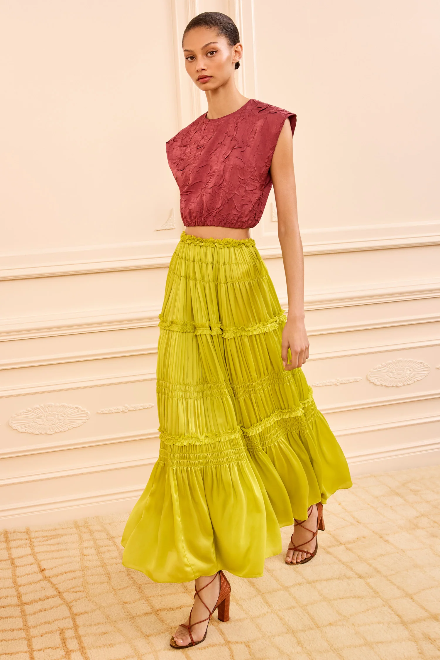 Gisella Satin Crop Top - Fig - Image 3