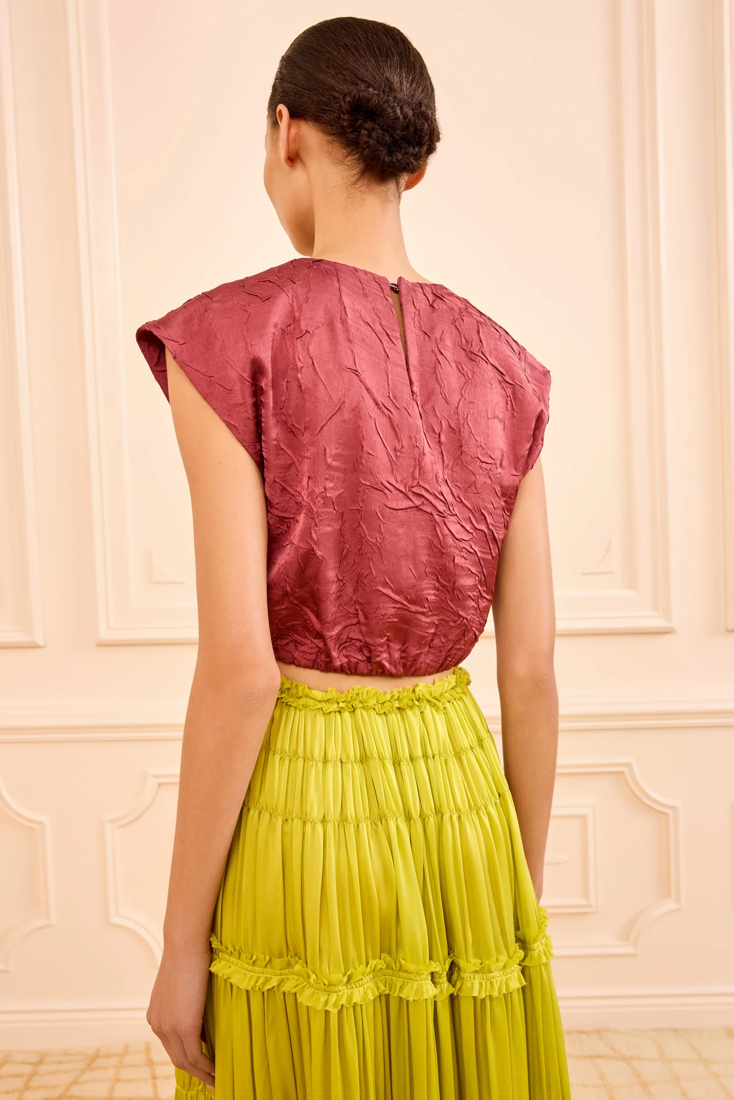 Gisella Satin Crop Top - Fig - Image 4