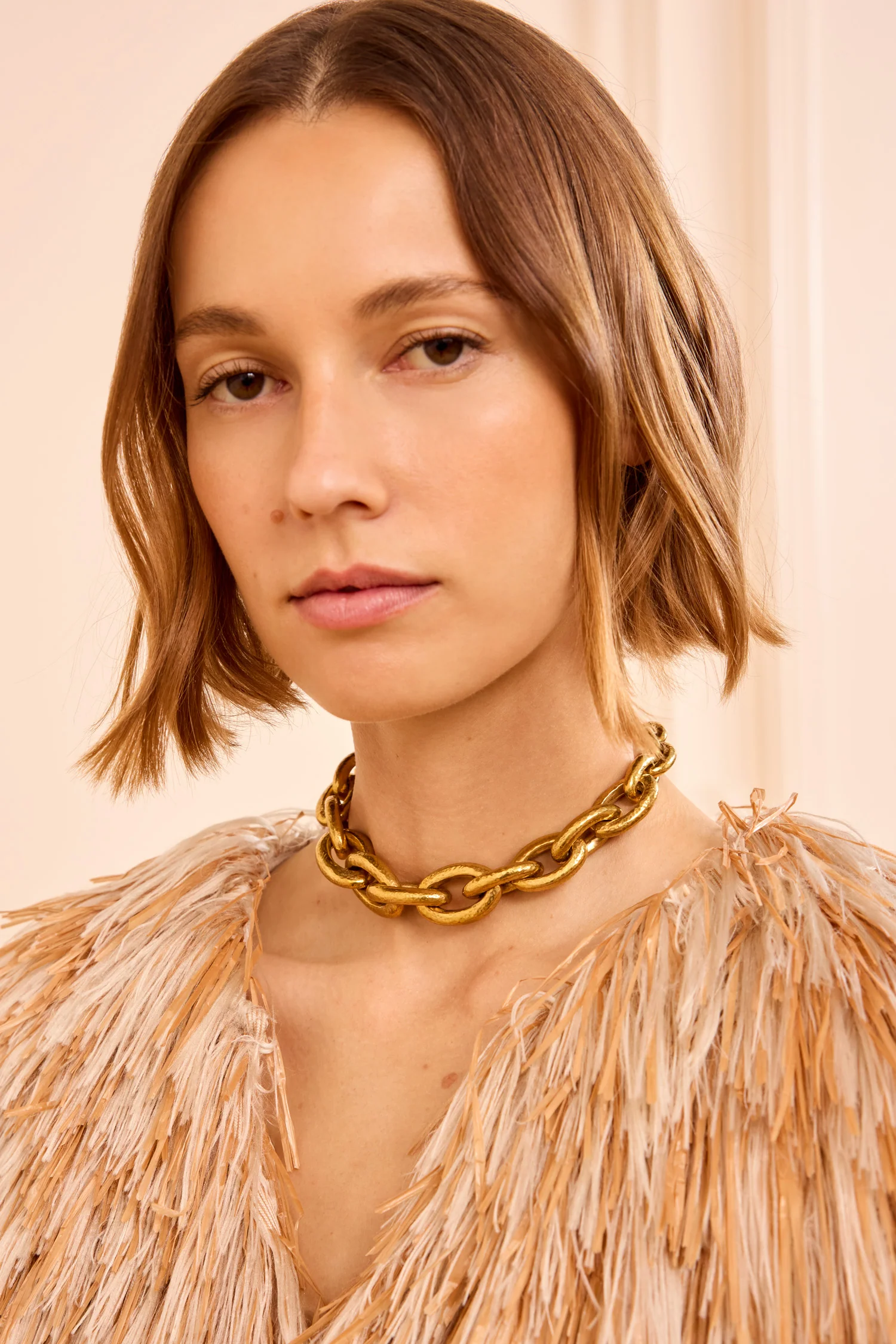Gradient Oval Brass Necklace - Brass - Image 3