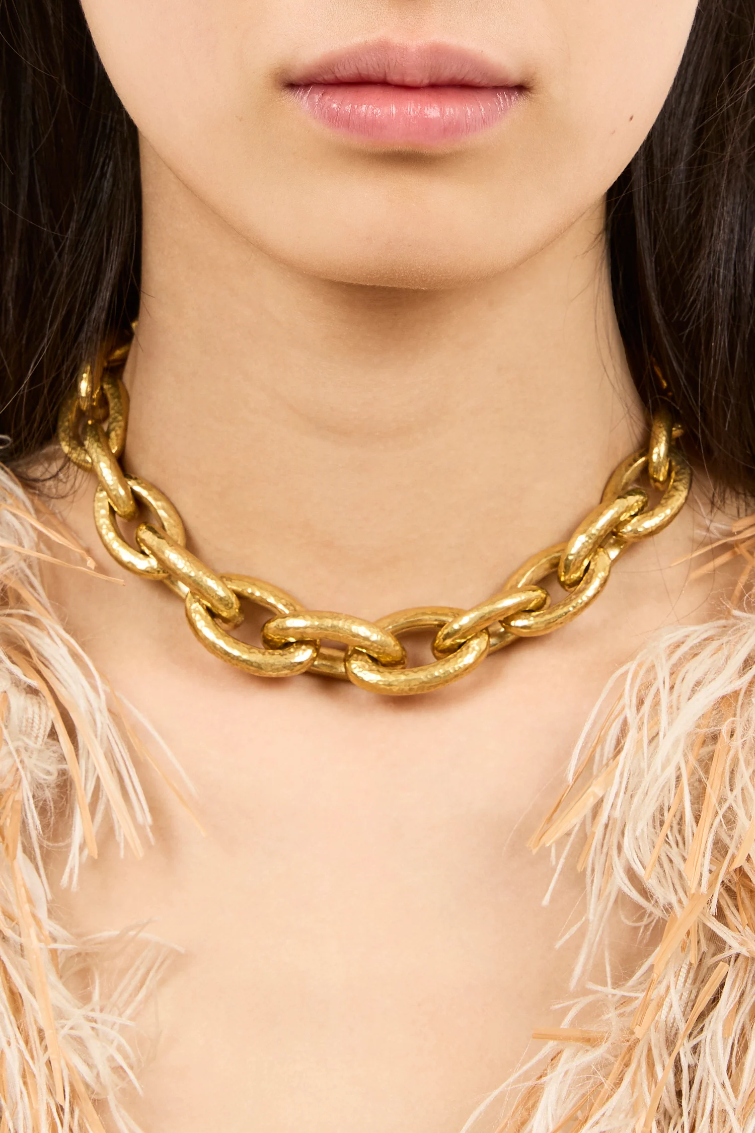 Gradient Oval Brass Necklace - Brass - Image 5