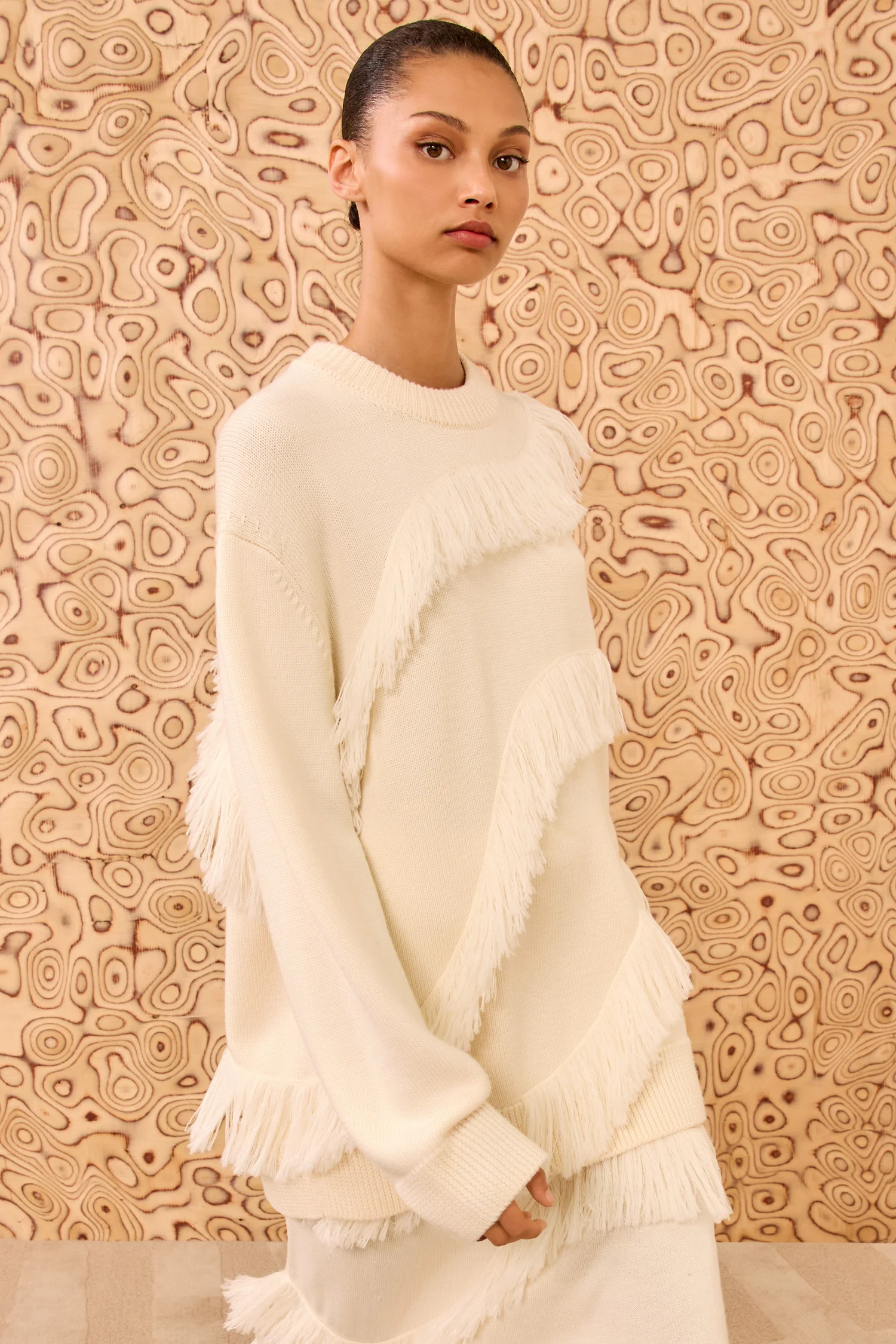 Ina Oversized Fringe Pullover - Cowrie - Image 3