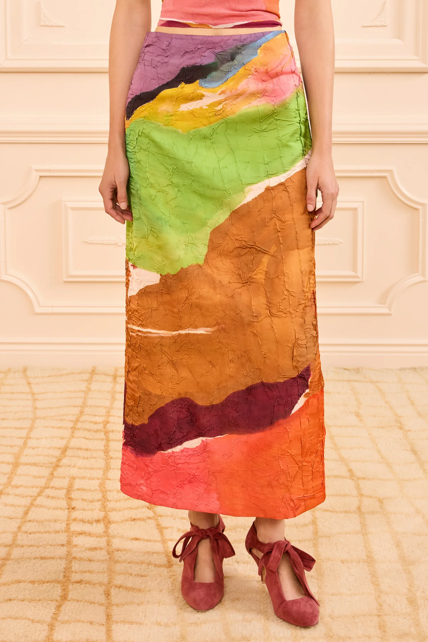 Inez Satin Pencil Skirt - Nature Abhors A Vacuum - Image 2