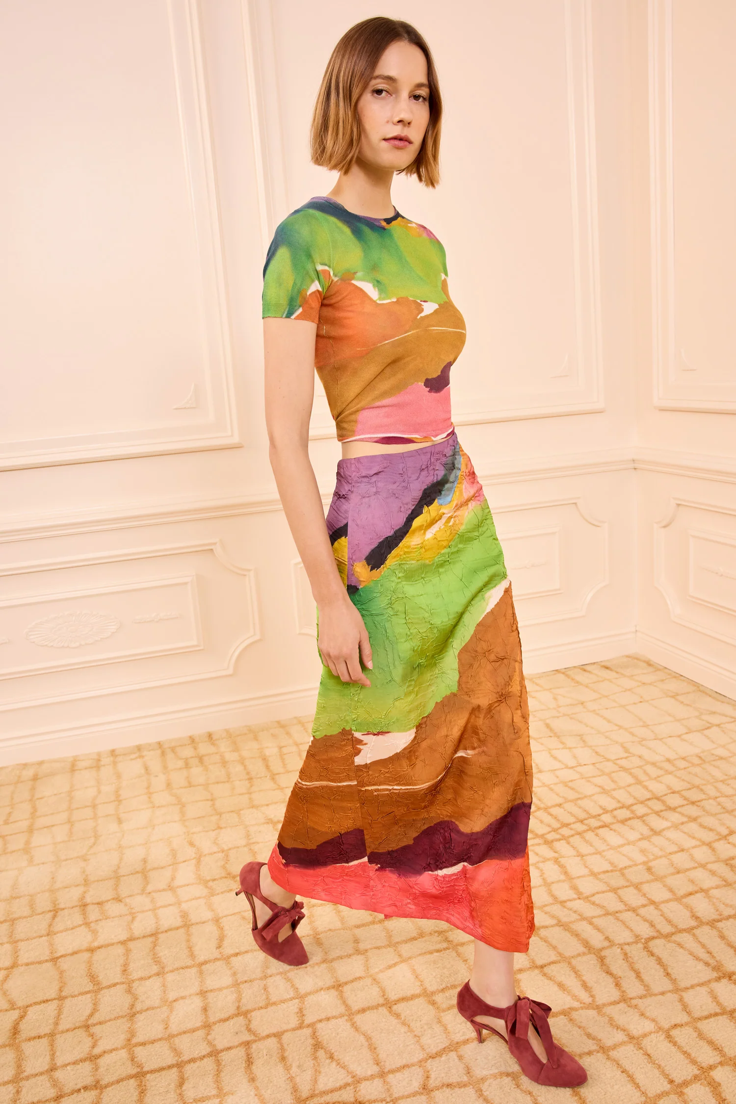 Inez Satin Pencil Skirt - Nature Abhors A Vacuum - Image 3