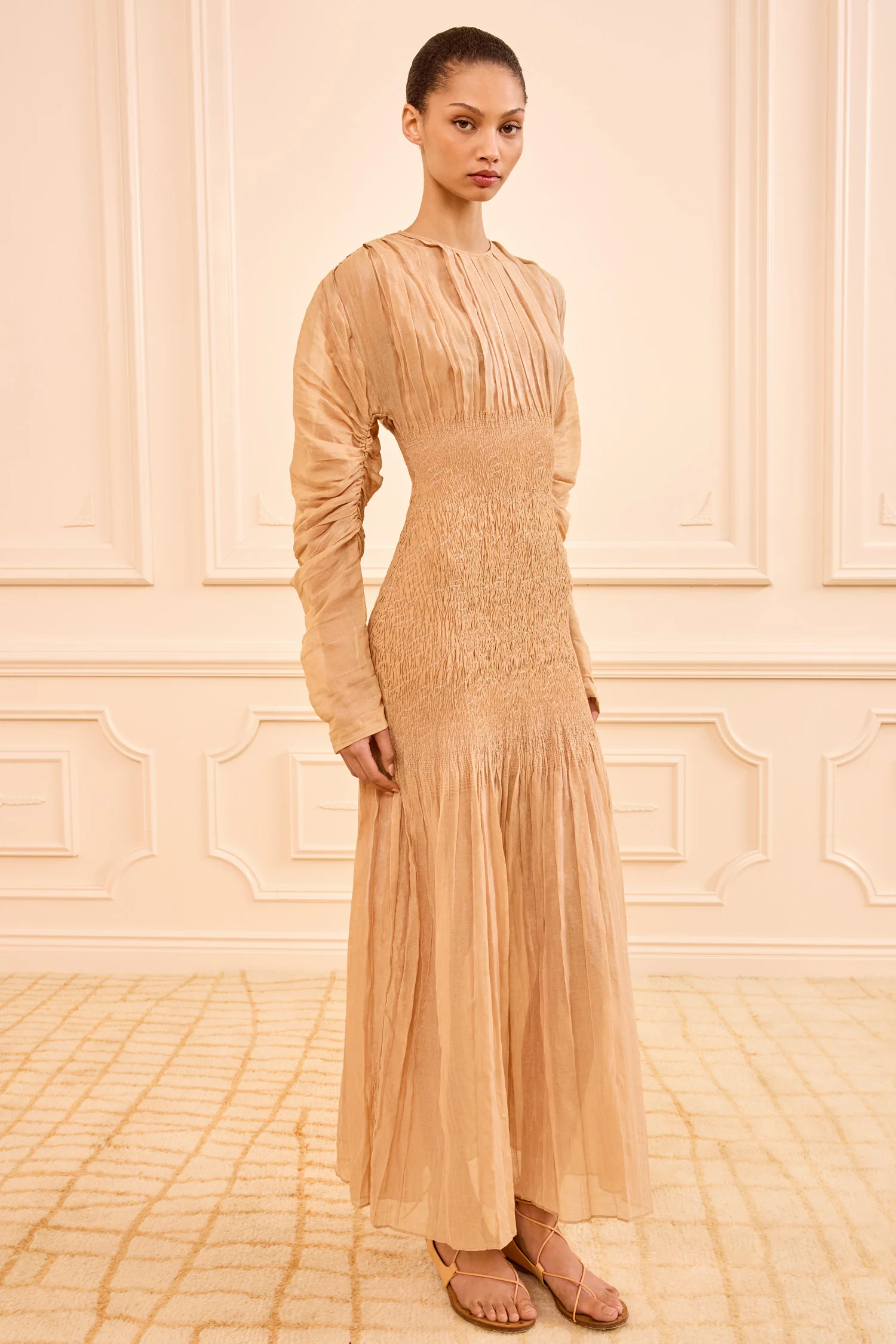 Irina Smocked Dress - Dune - Image 3