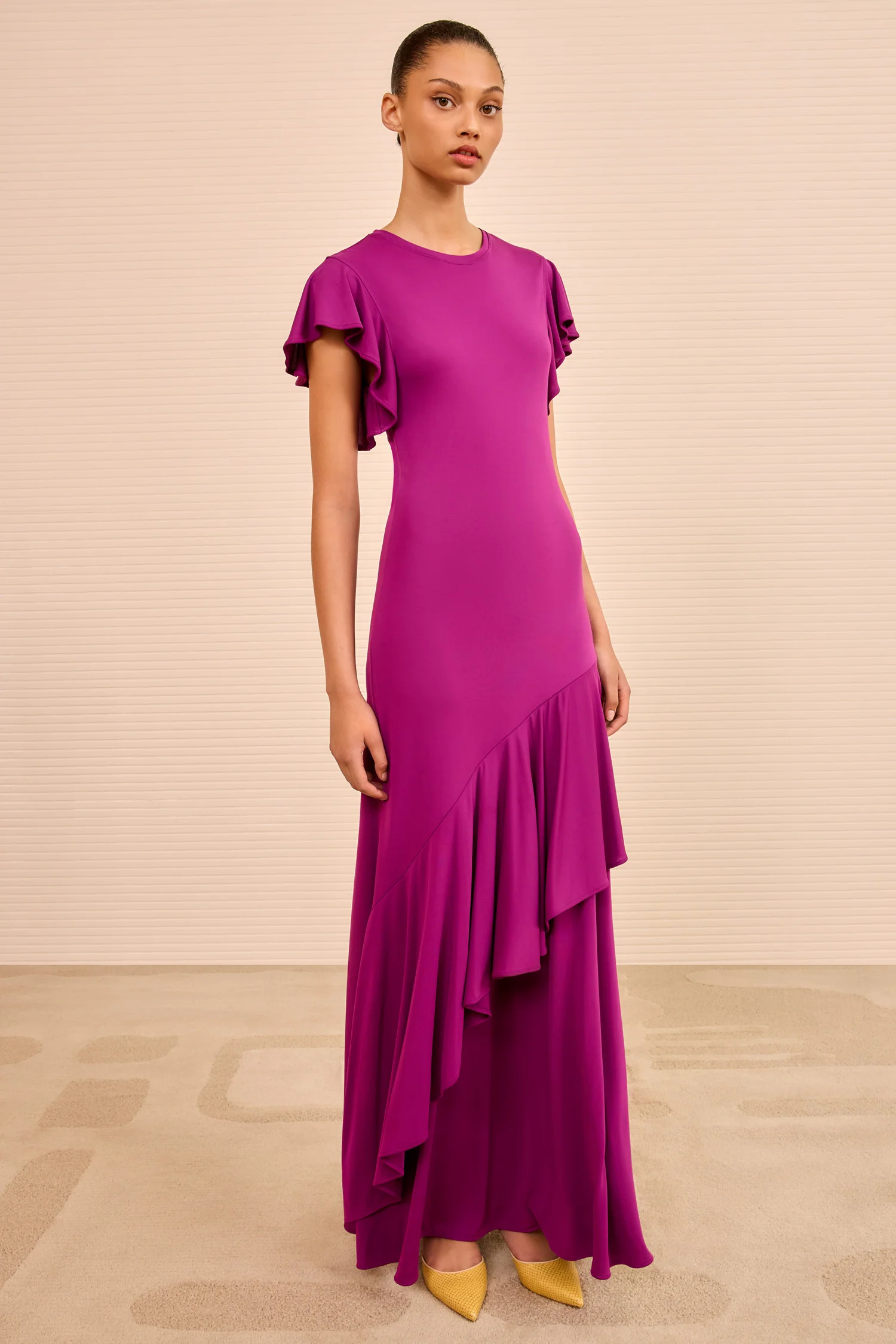 Iris Short Sleeve Dress - Mulberry - Image 3