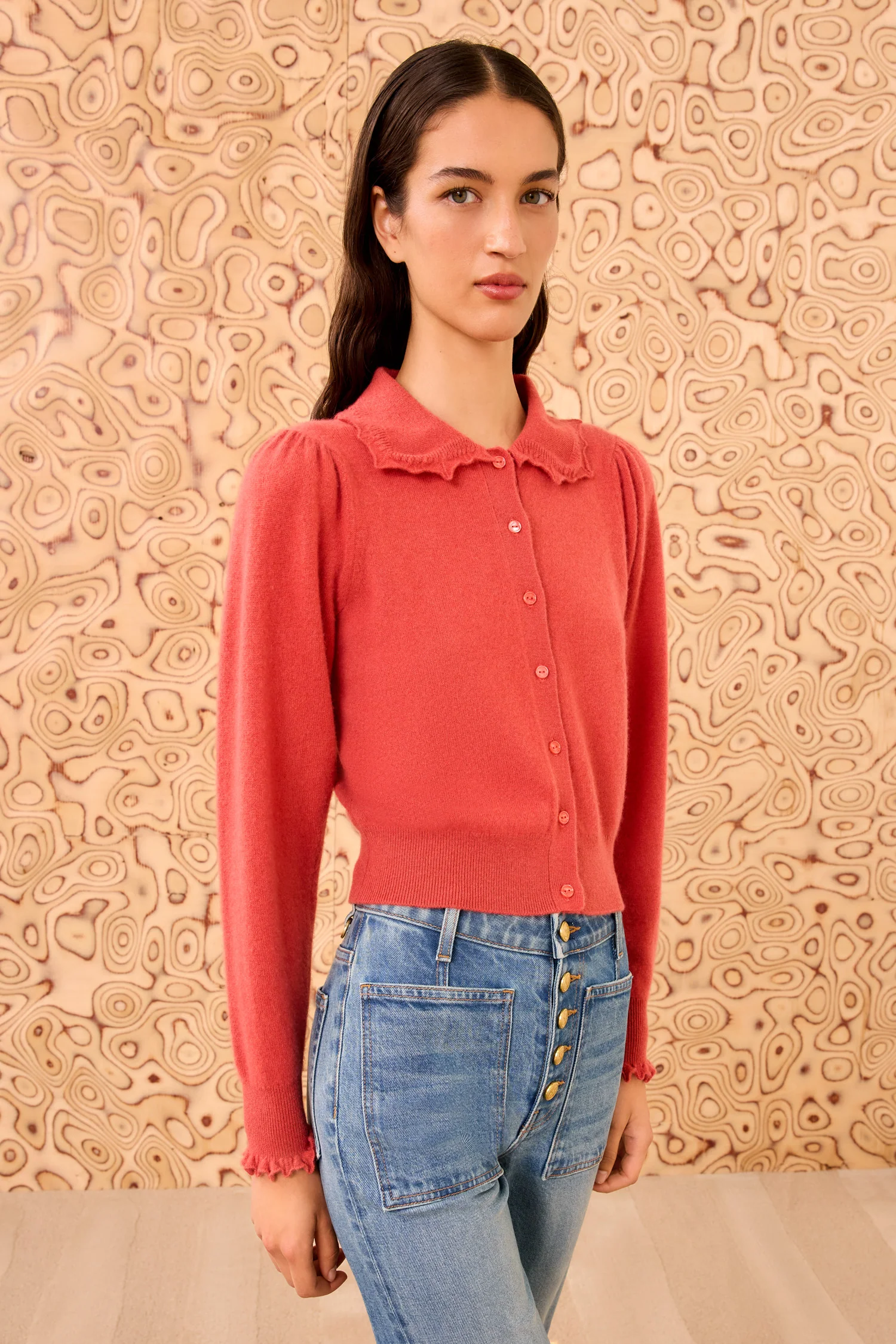 Kalila Collared Cardigan - Coral - Image 3