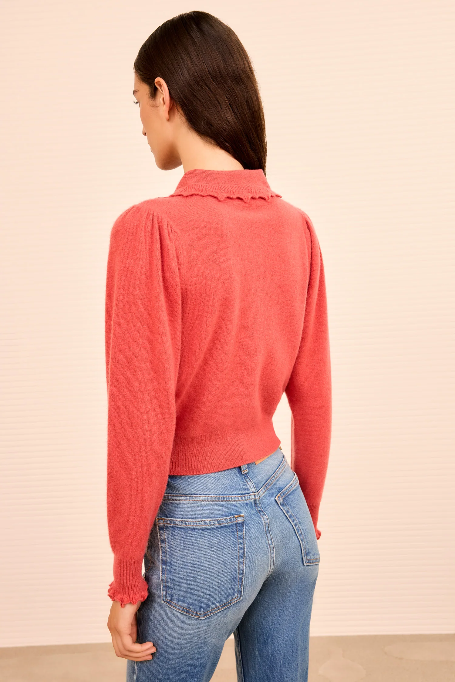 Kalila Collared Cardigan - Coral - Image 4