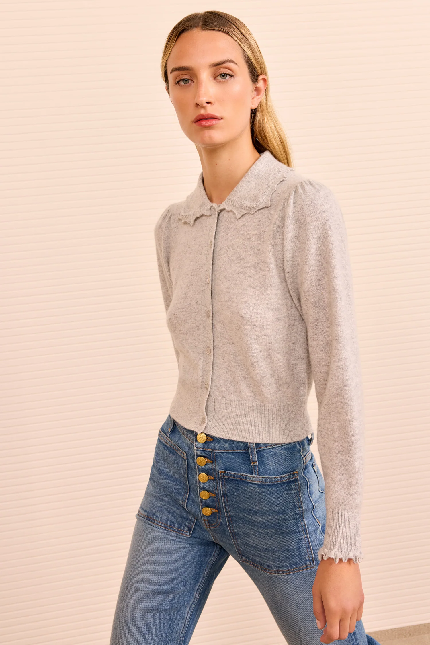 Kalila Collared Cardigan - Pebble