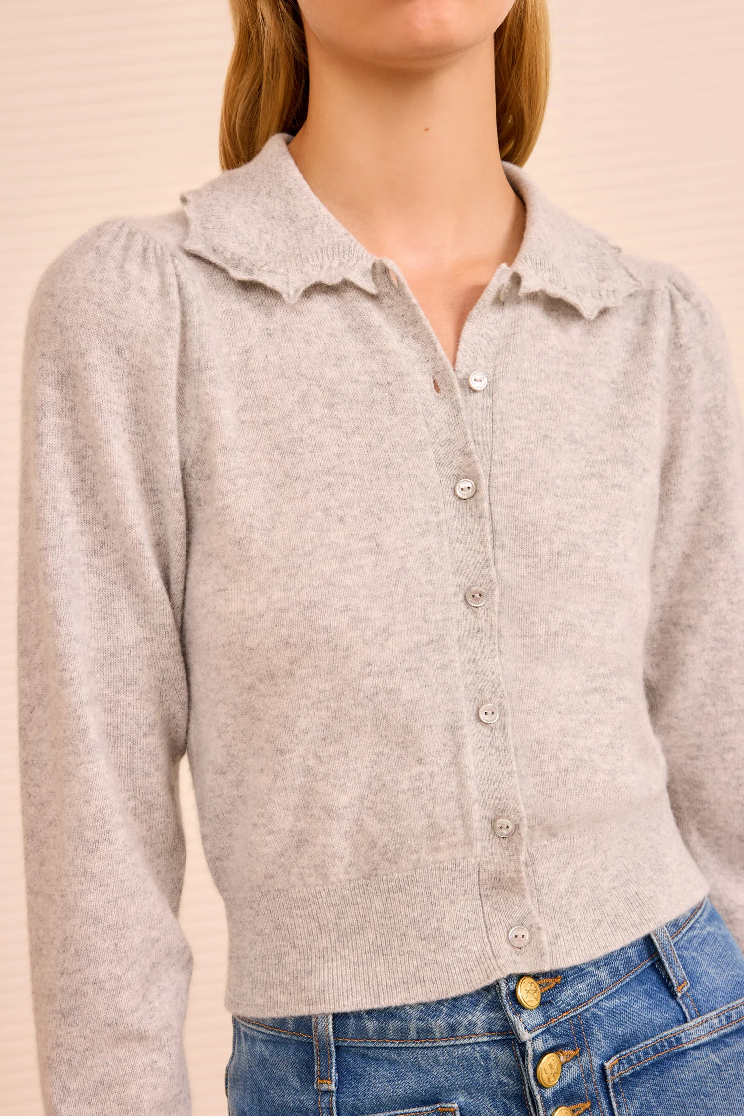 Kalila Collared Cardigan - Pebble - Image 2