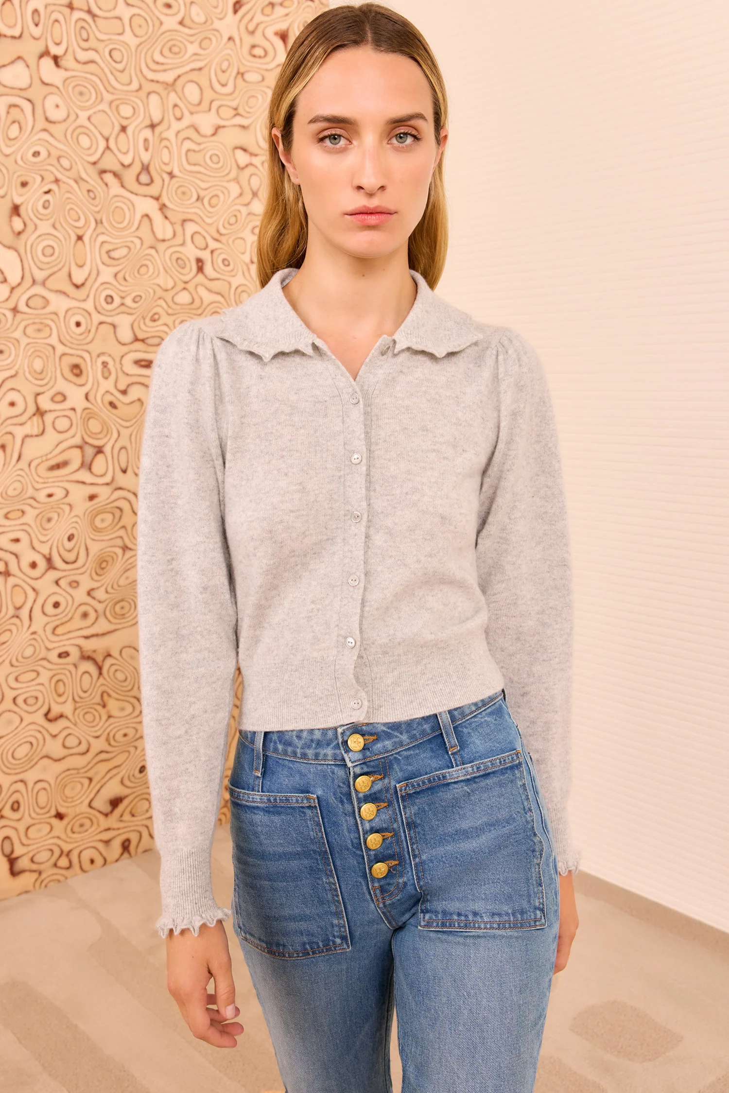 Kalila Collared Cardigan - Pebble - Image 3
