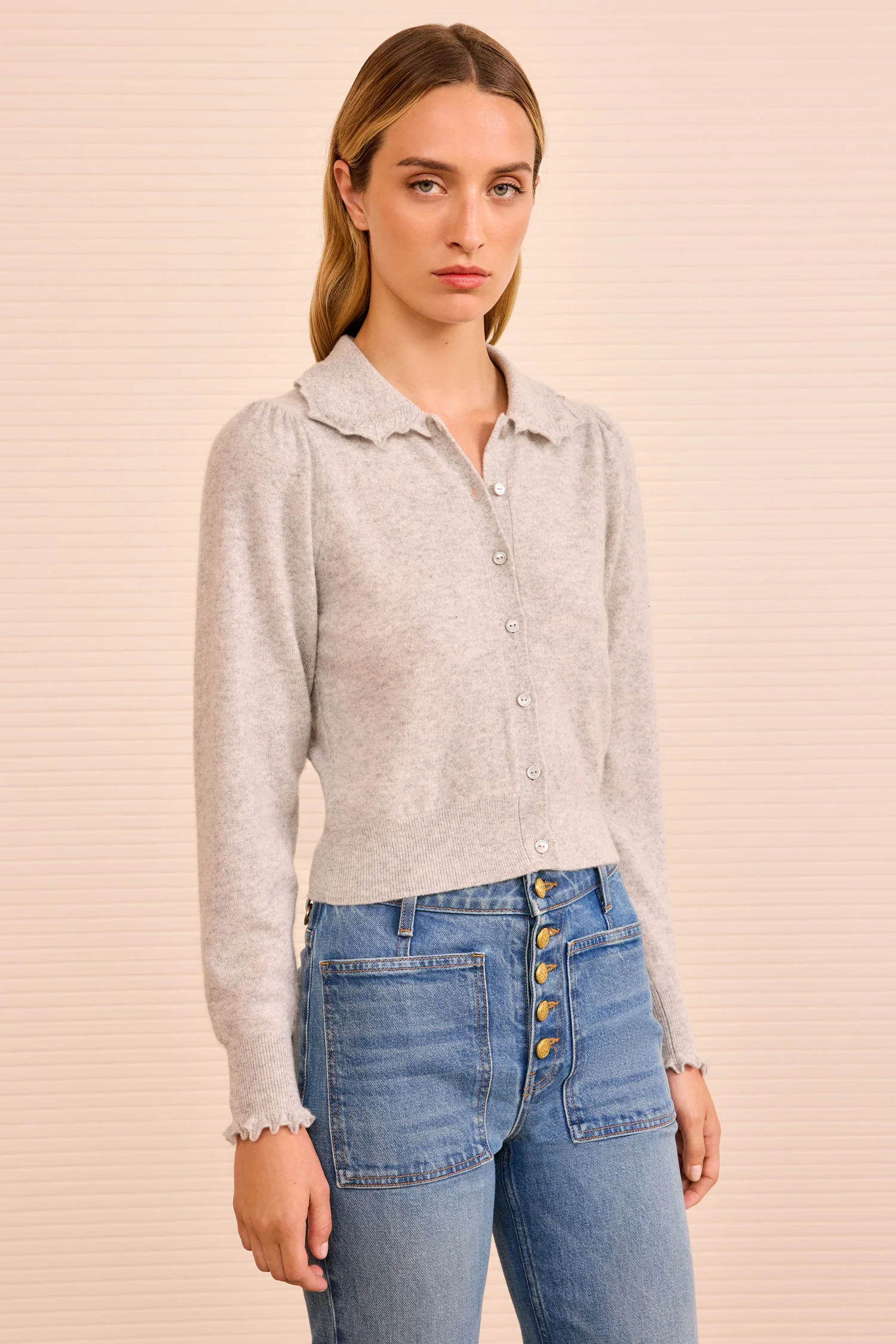 Kalila Collared Cardigan - Pebble - Image 5