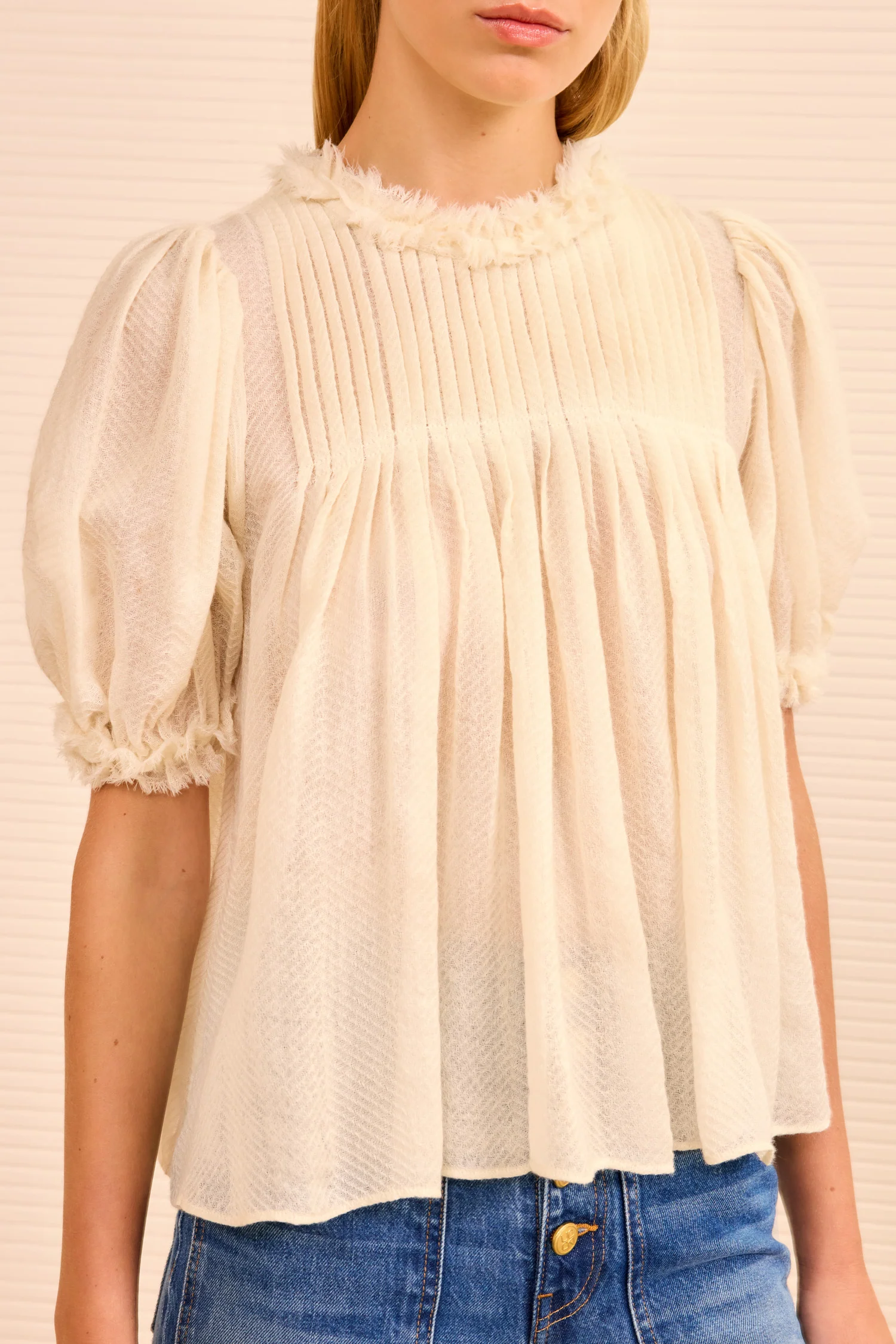 Karlyn Puff Sleeve Top - Cowrie - Image 2