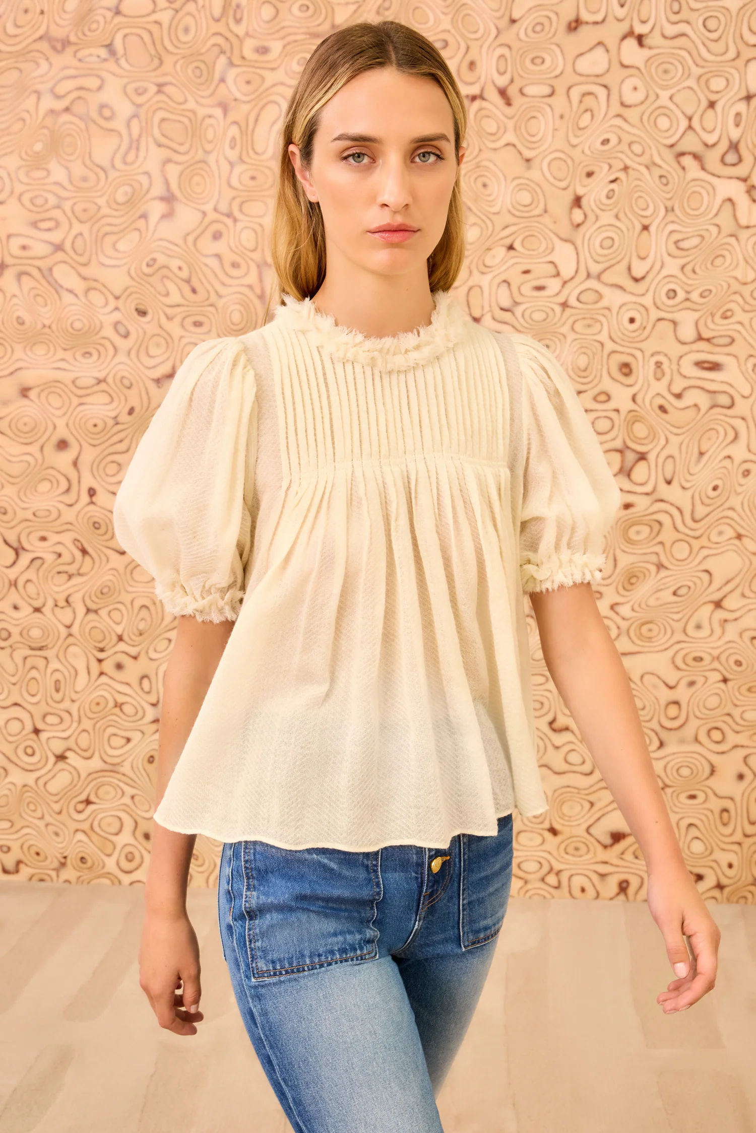 Karlyn Puff Sleeve Top - Cowrie - Image 3
