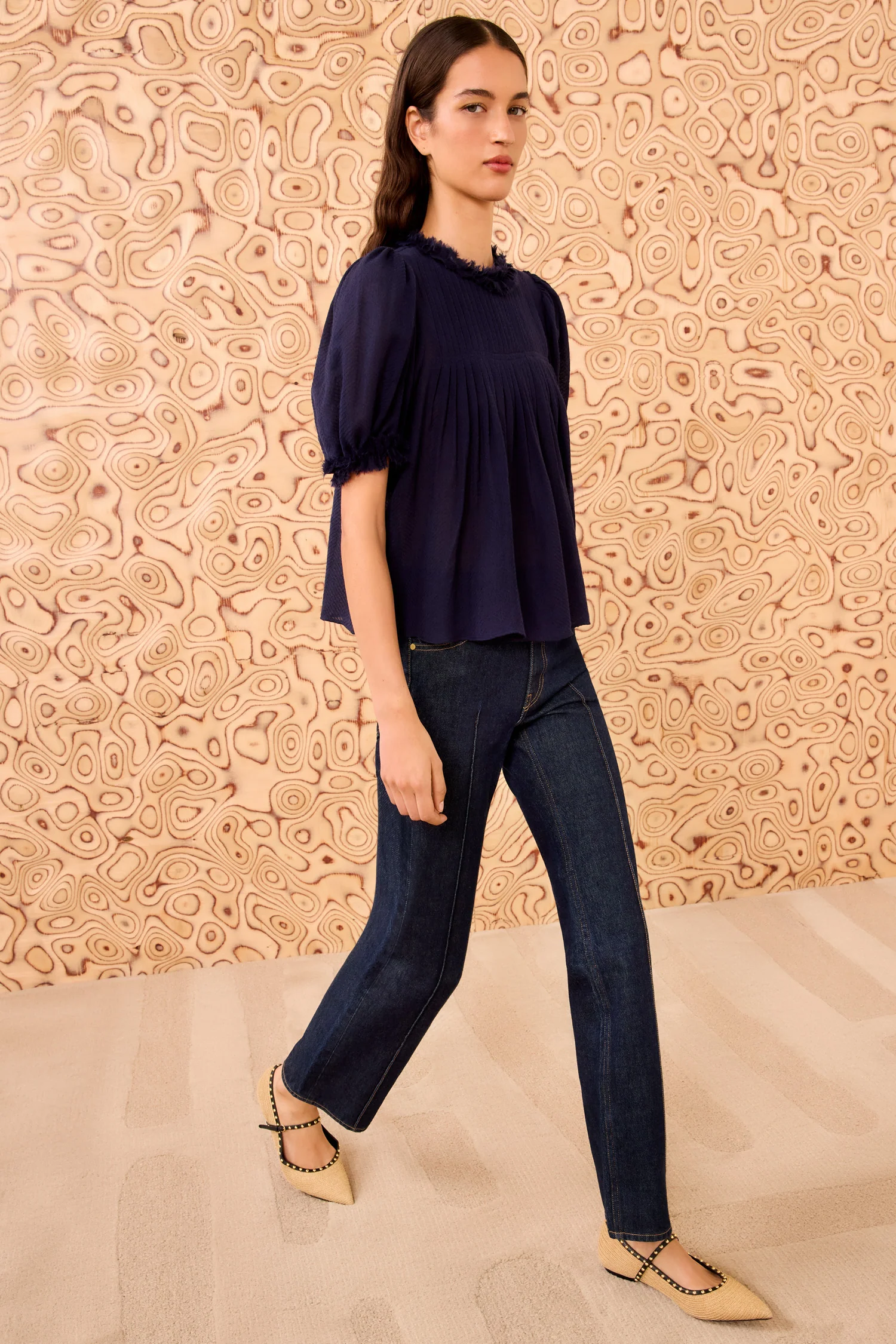 Karlyn Puff Sleeve Top - Midnight - Image 3