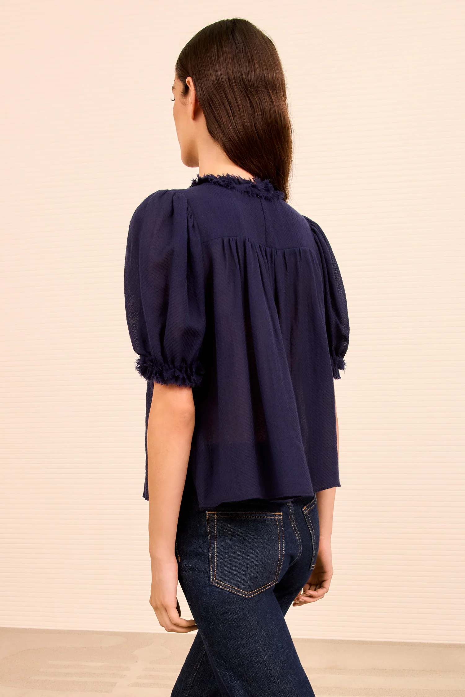 Karlyn Puff Sleeve Top - Midnight - Image 4