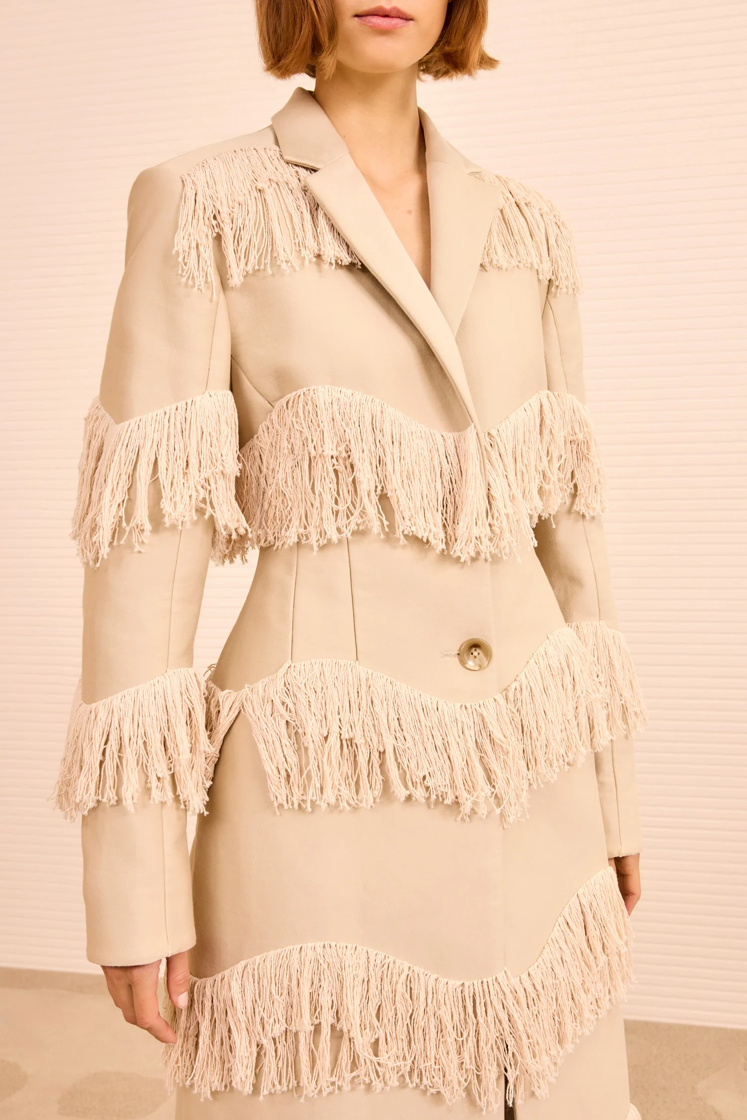 Lata Fringe Coat - Khaki - Image 2
