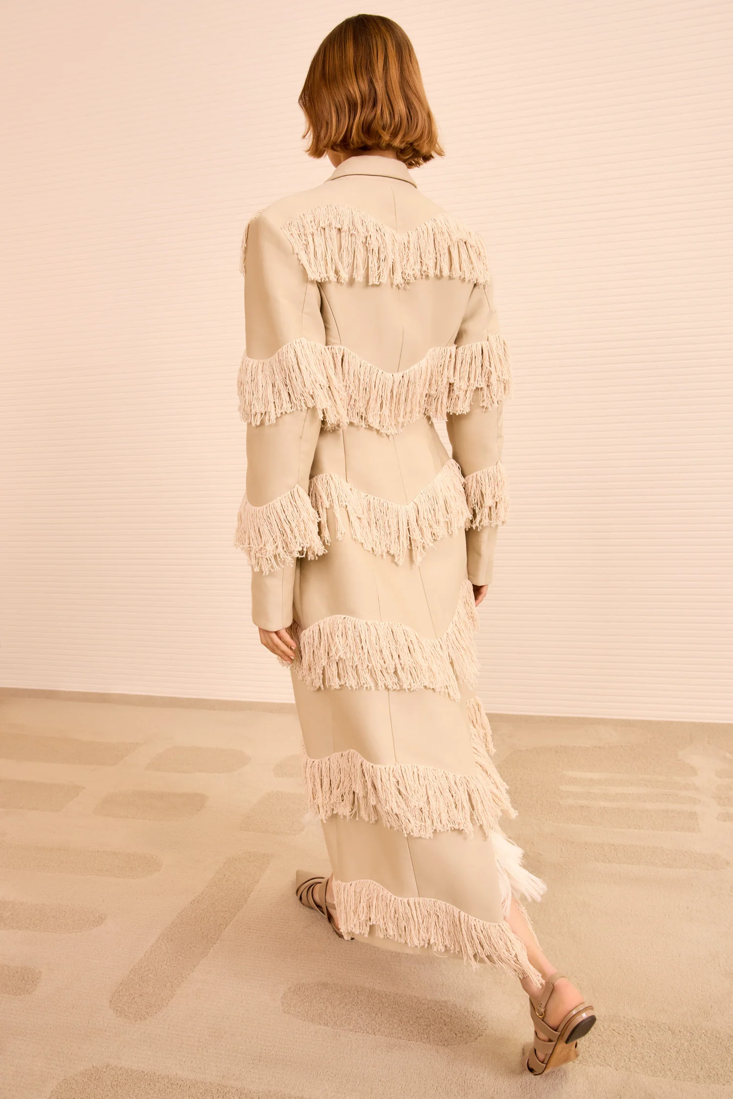 Lata Fringe Coat - Khaki - Image 4