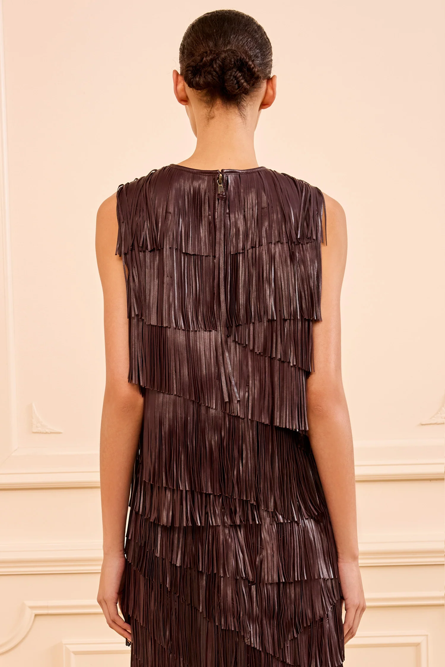 Leonie Fringe Leather Top - Mahogany - Image 4