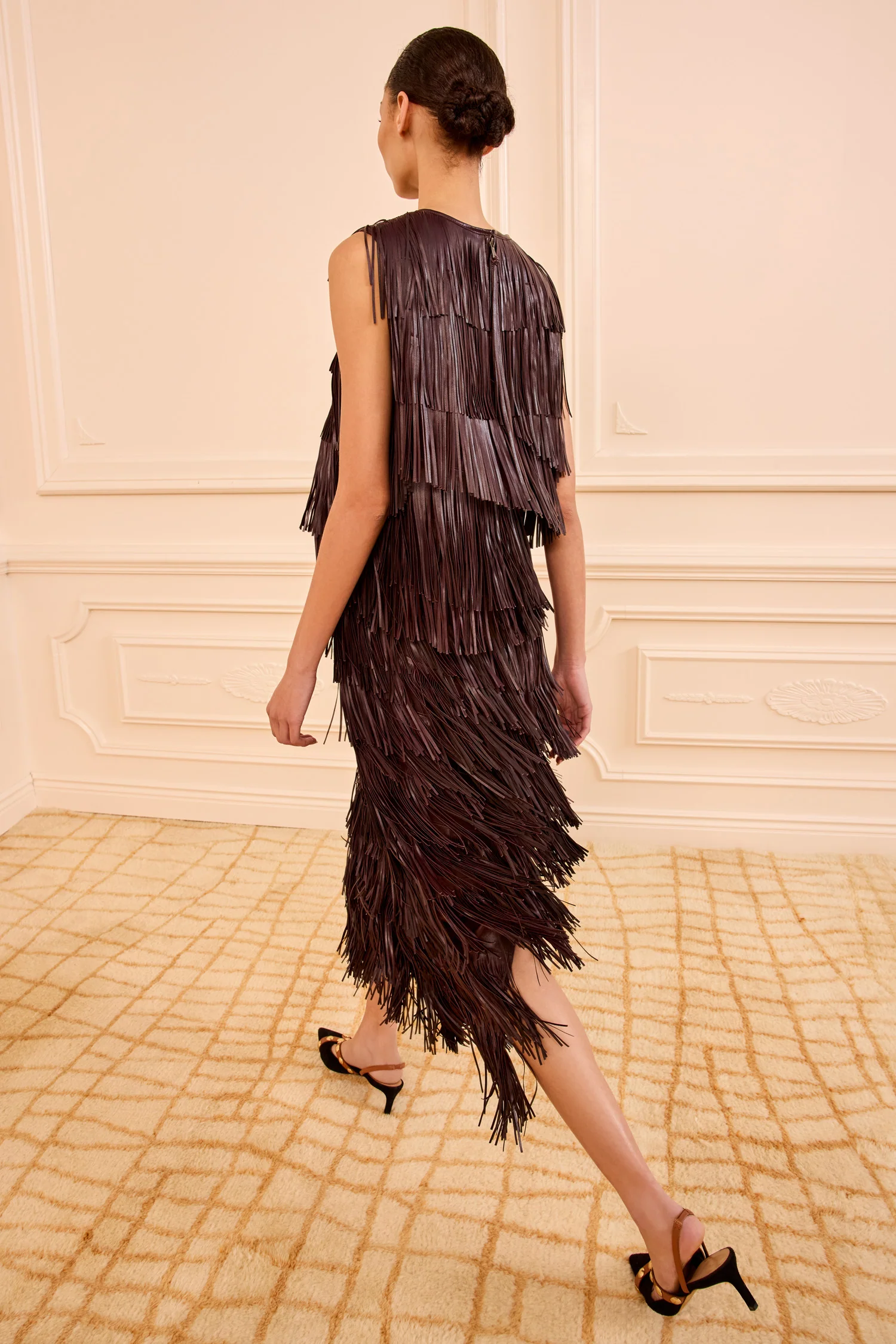 Leonie Fringe Leather Top - Mahogany - Image 5