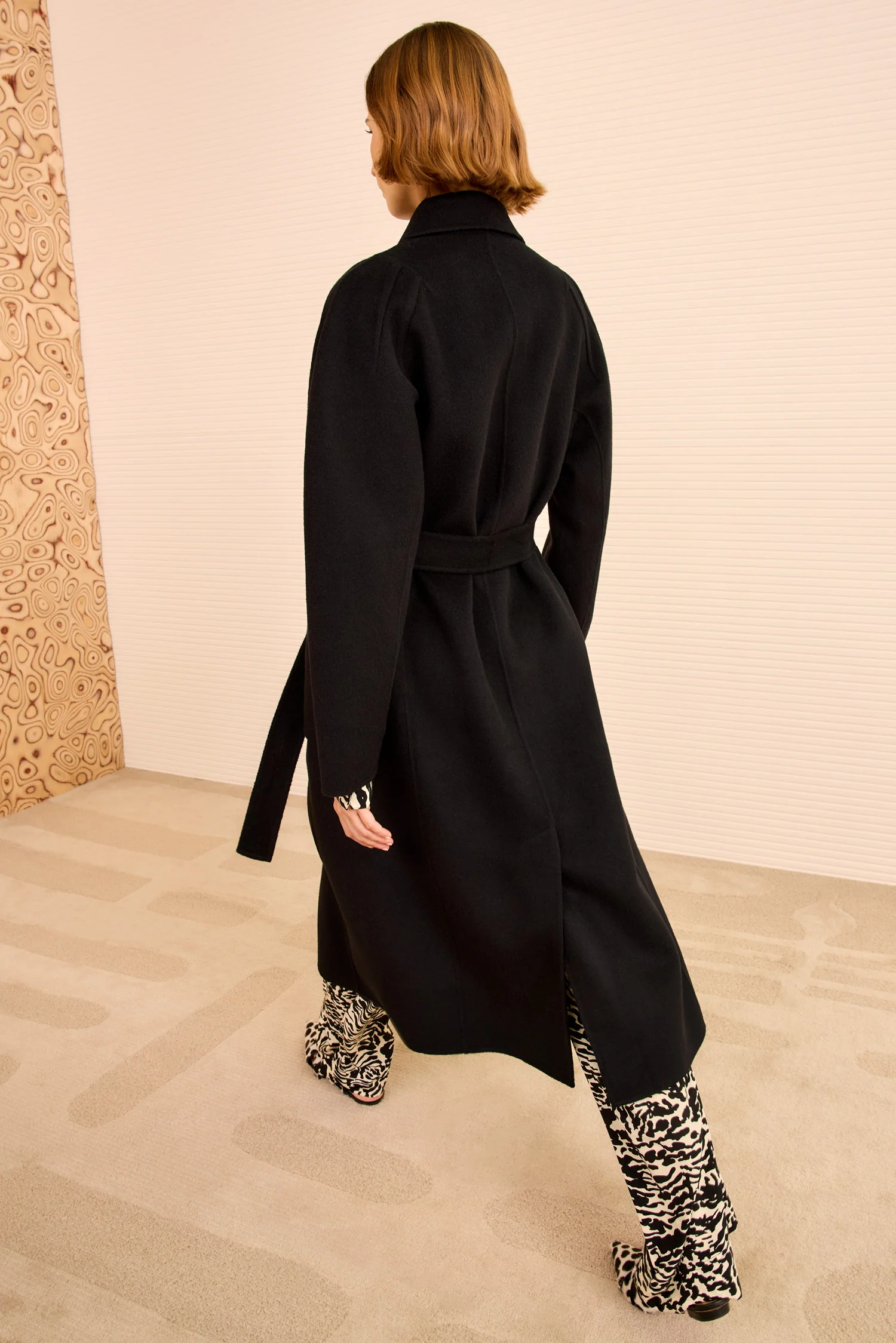 Lisbeth Long Wool Coat With Belt - Noir - Image 5