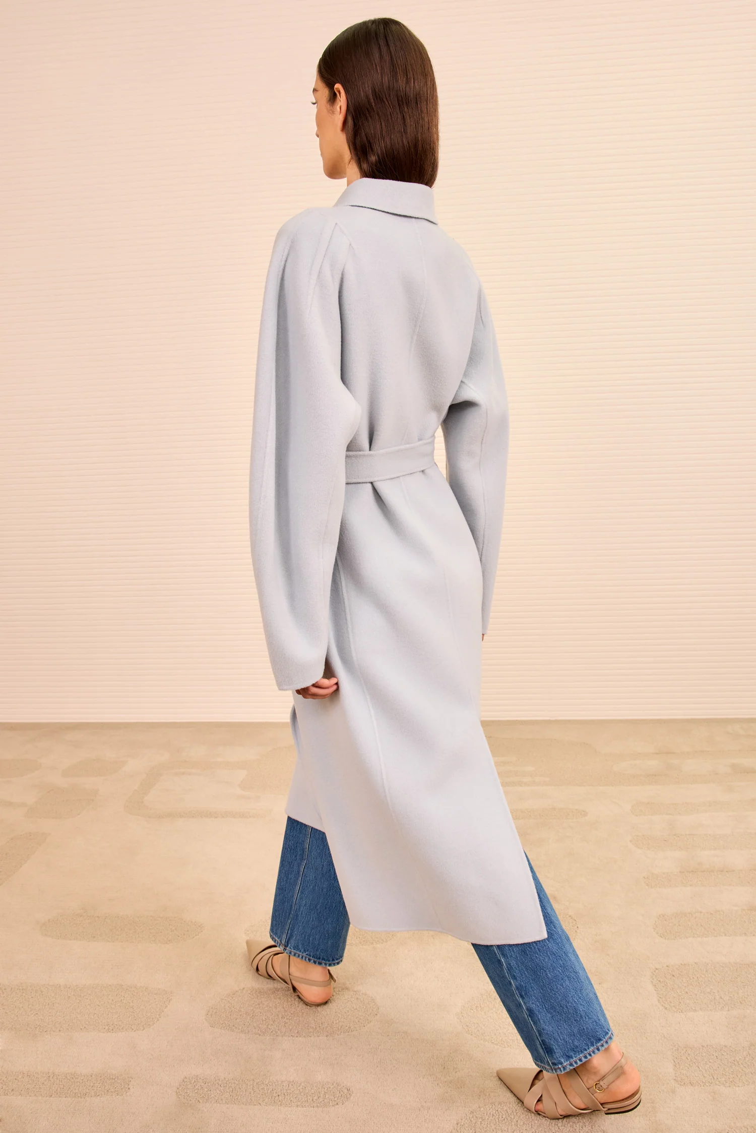 Lisbeth Long Wool Coat With Belt - Slate - Image 5