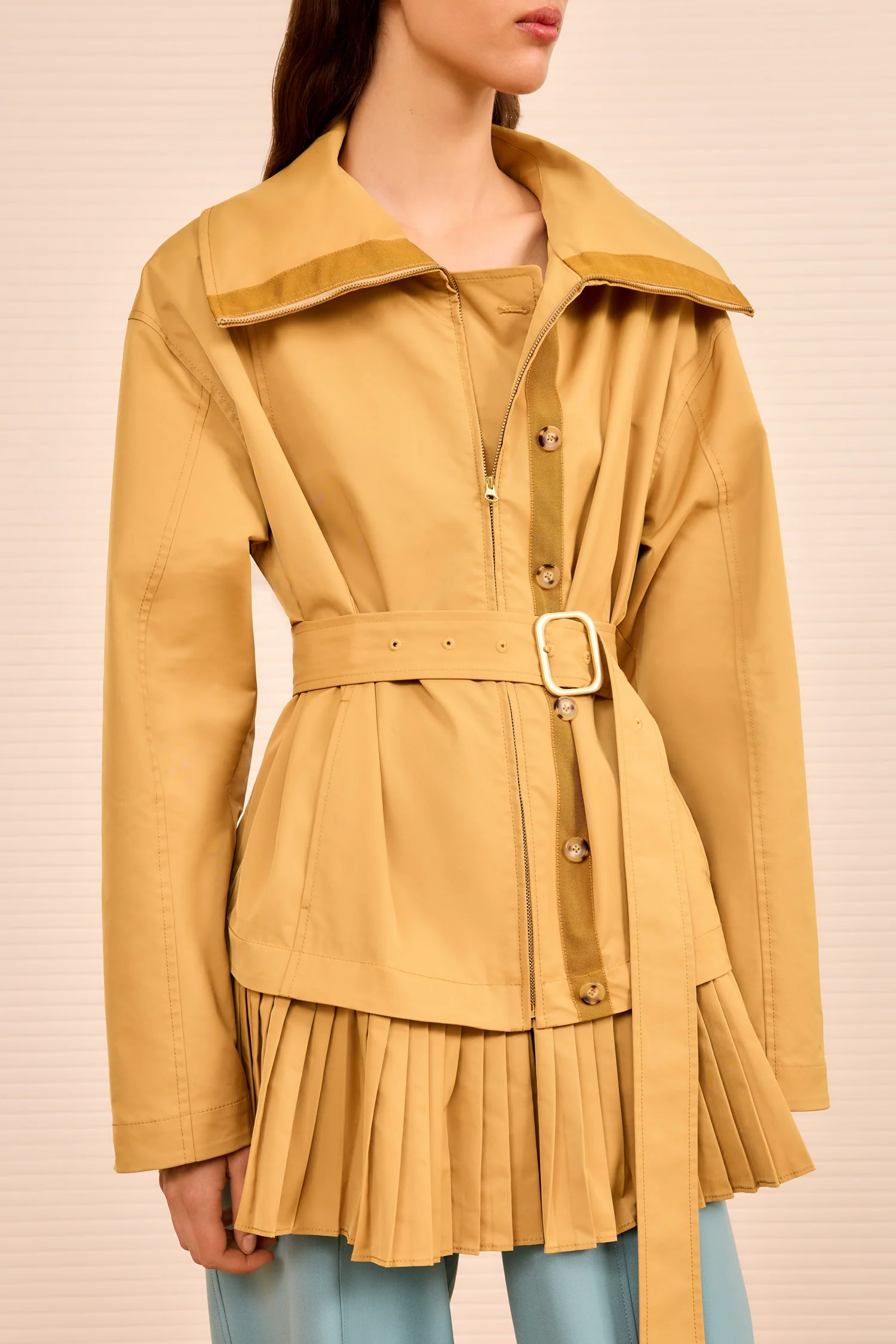 Lison Jacket with Pleat Detail - Almond - Image 2