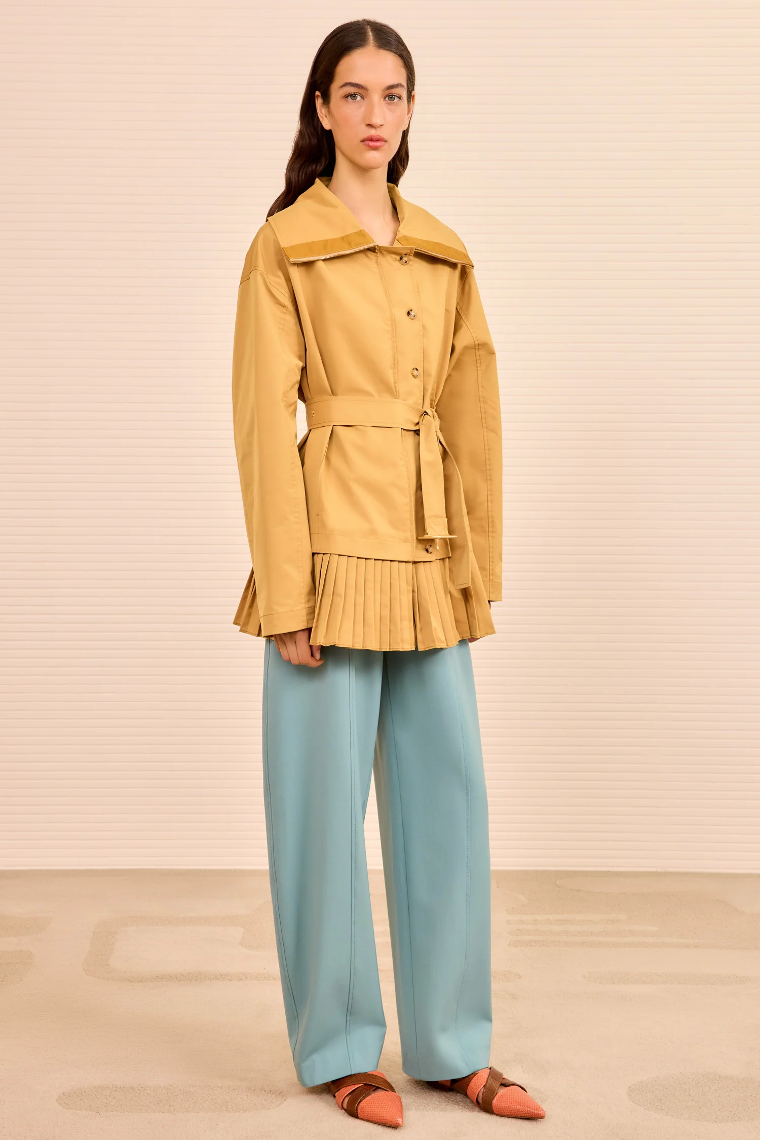 Lison Jacket with Pleat Detail - Almond - Image 3