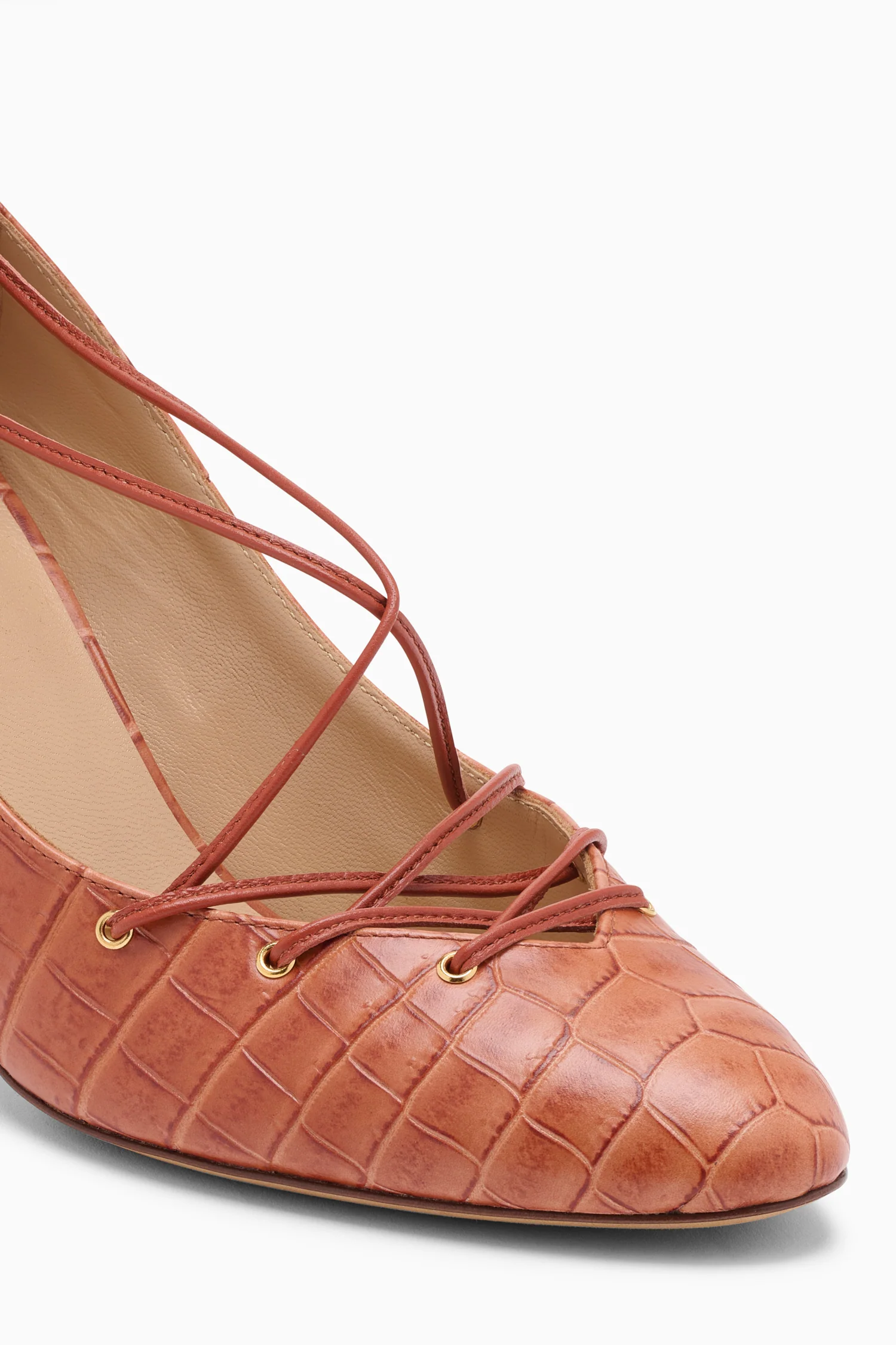 Lola Ballerina Lace Up Pump - Redwood - Image 3