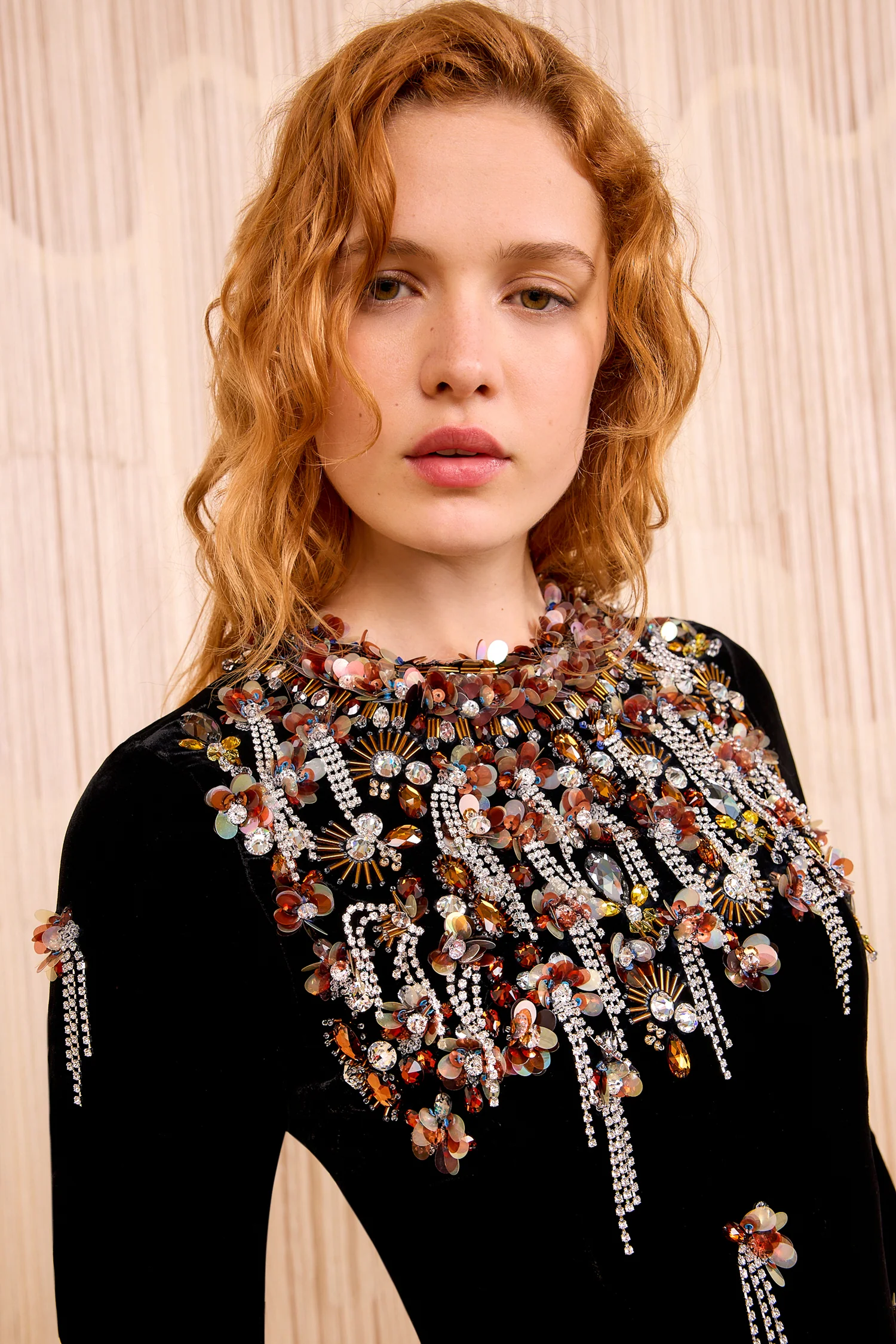 Loulou Swarovski Velvet Embroidery Dress - Noir - Image 2