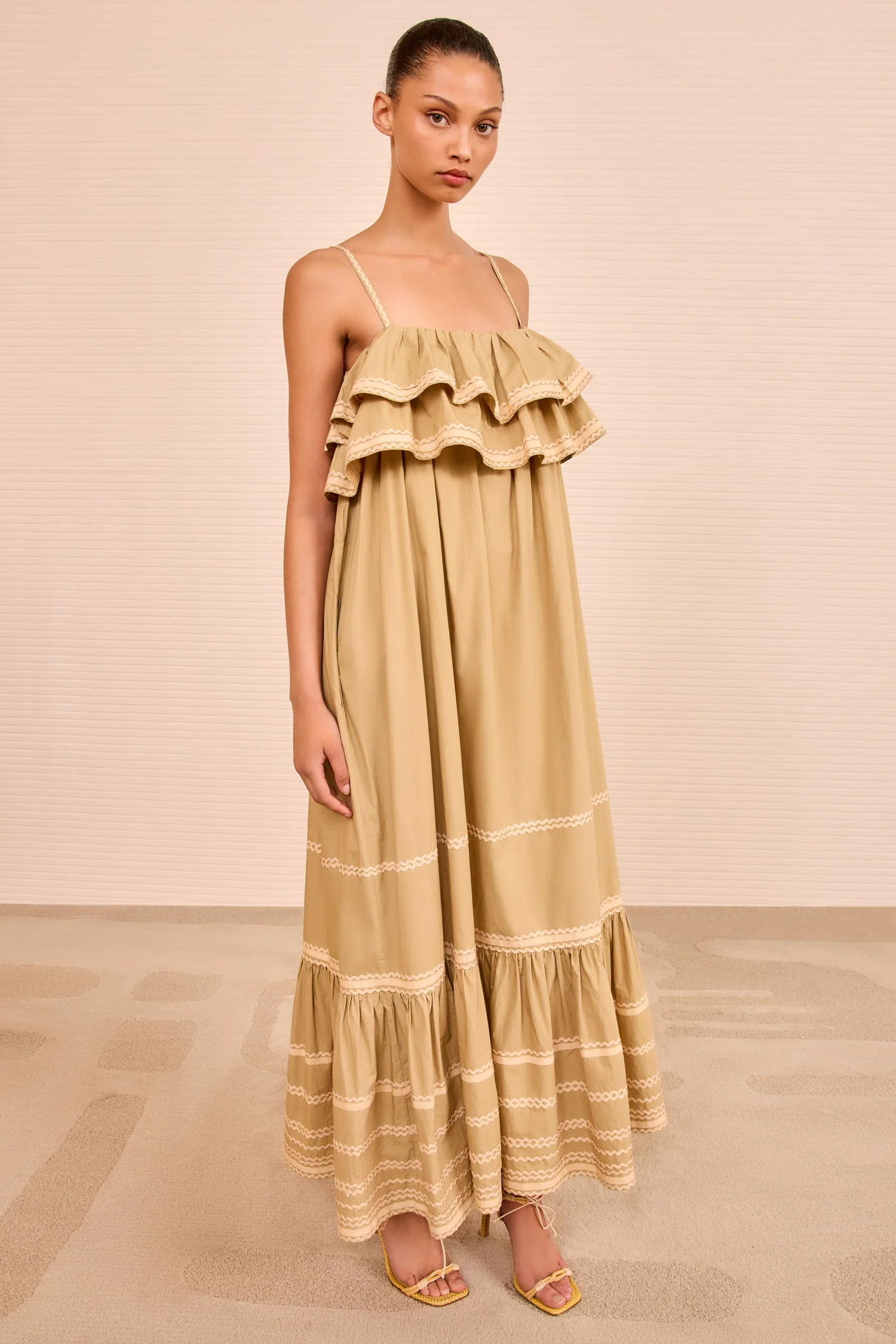 Lucian Waist Tie Long Dress - Sand - Image 3