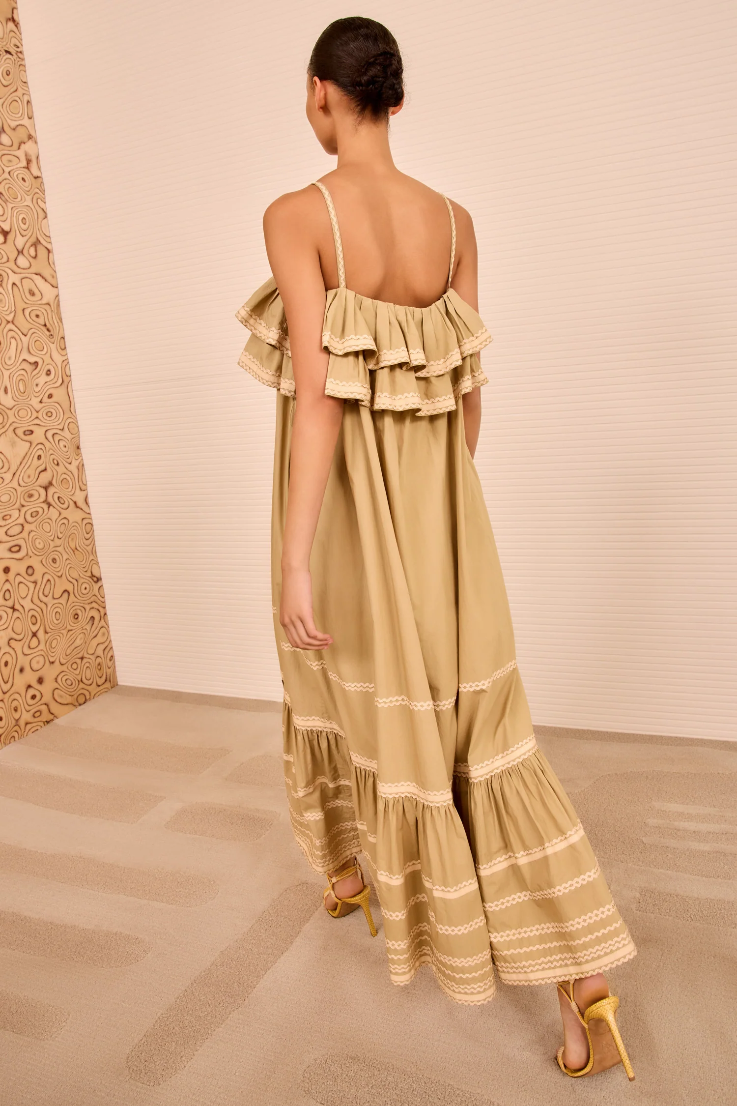 Lucian Waist Tie Long Dress - Sand - Image 4