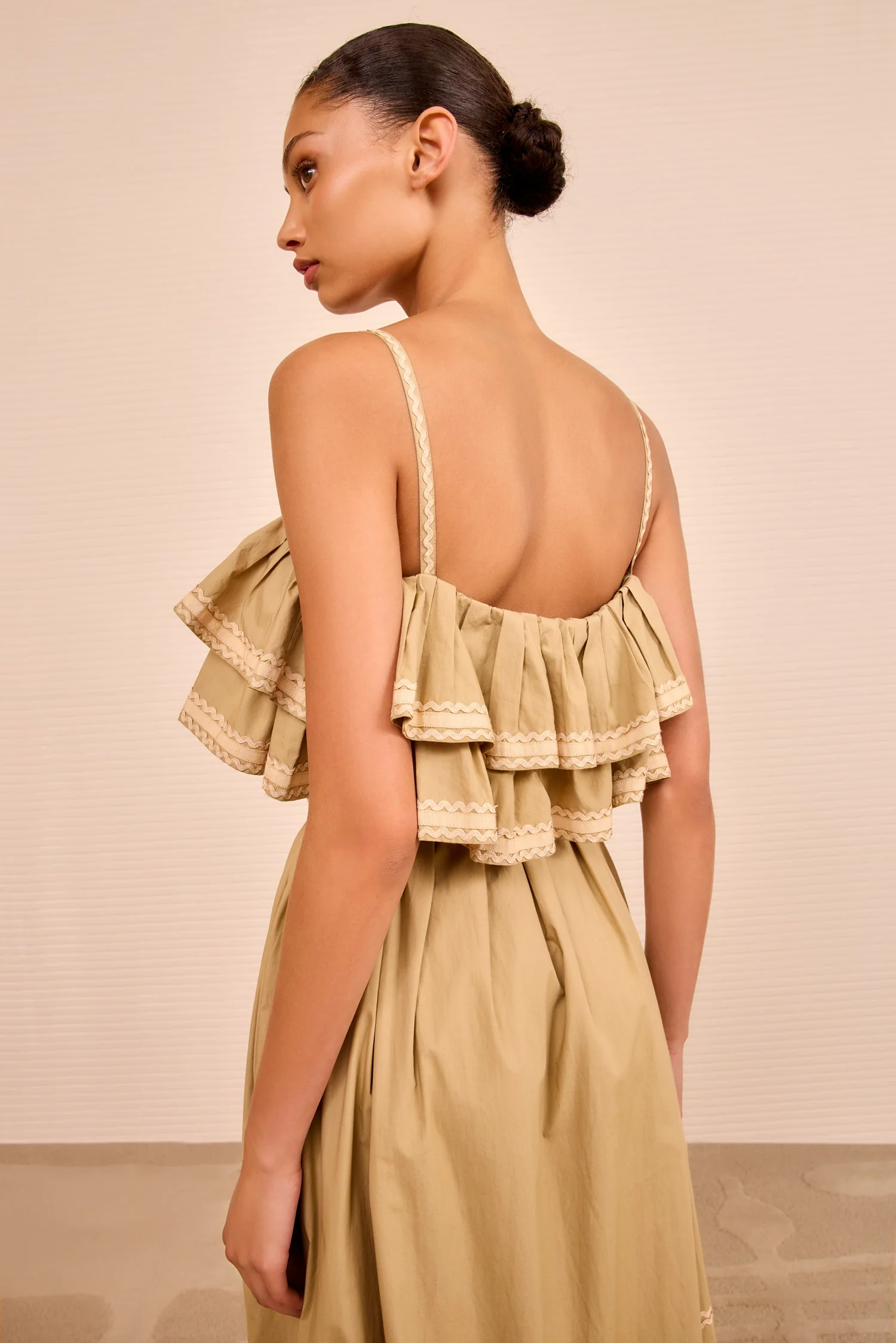 Lucian Waist Tie Long Dress - Sand - Image 5