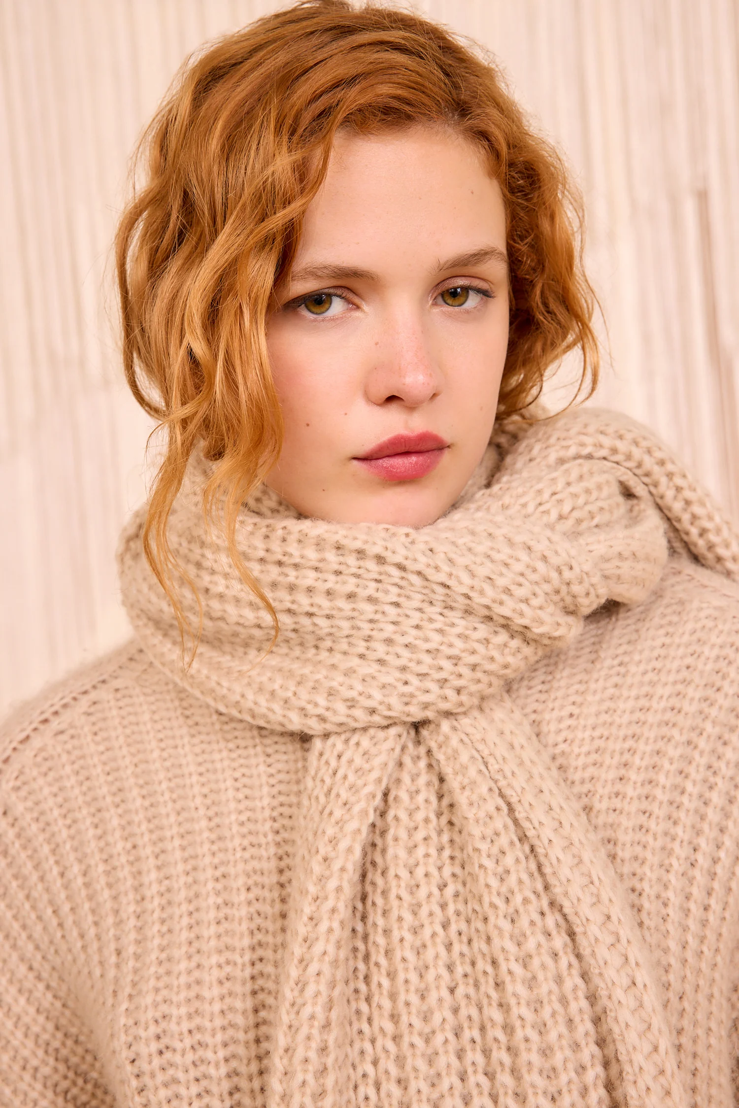 Lucie Alpaca Knit Scarf - Dune - Image 3