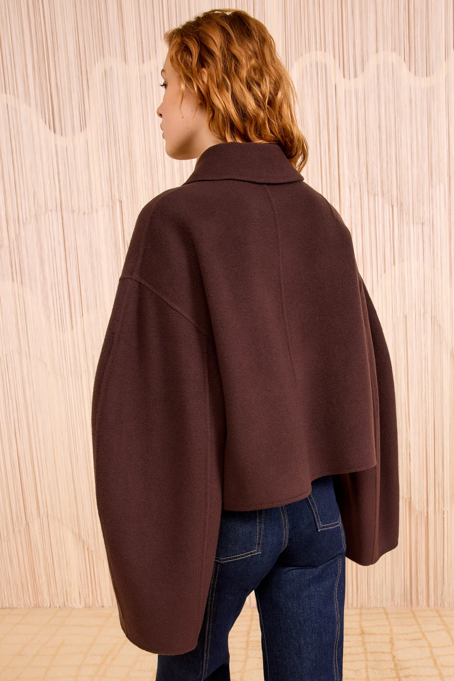 Marta Double Faced Wool Cropped Coat - Sable - Image 4