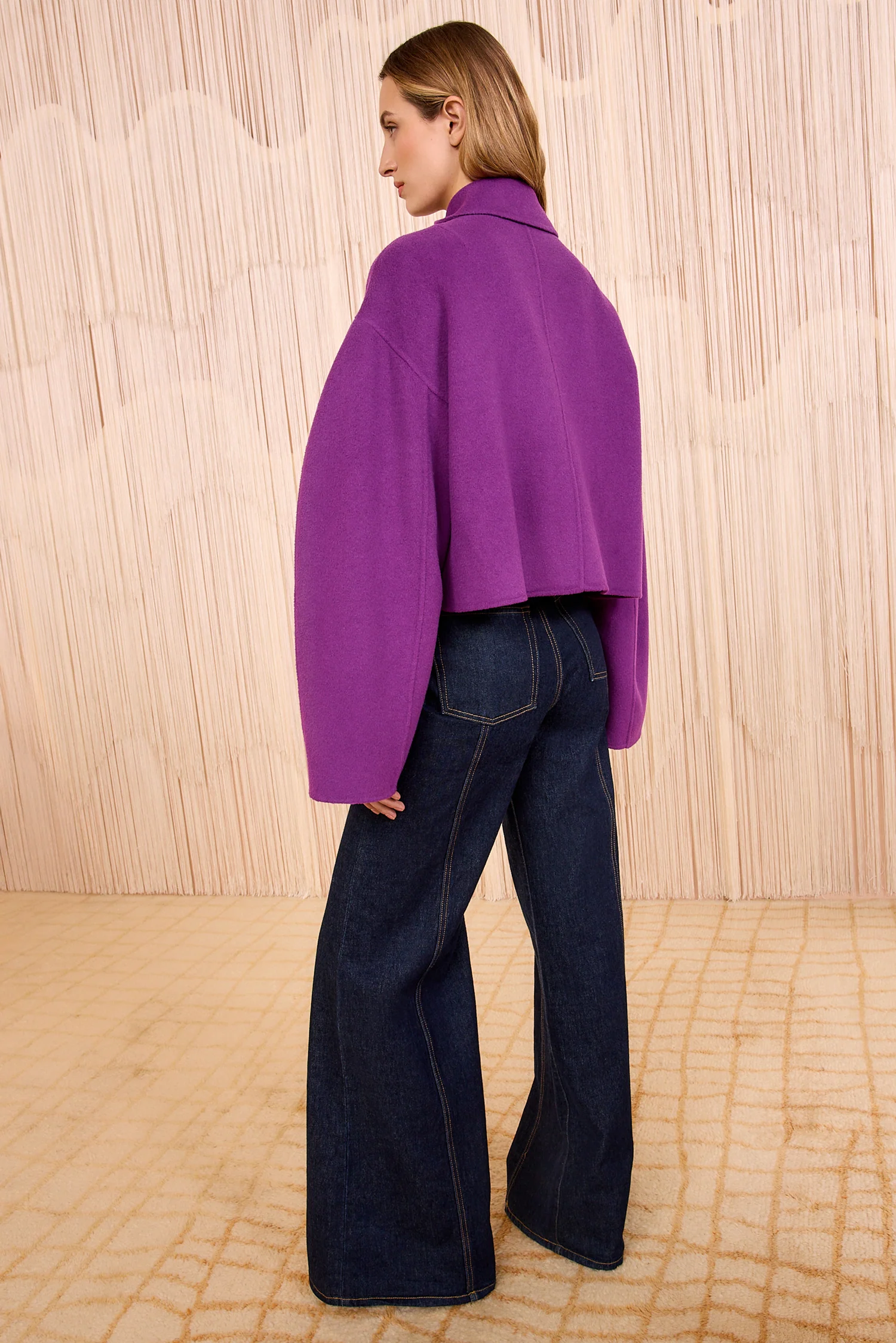 Marta Double Faced Wool Cropped Coat - Thistle - Image 4