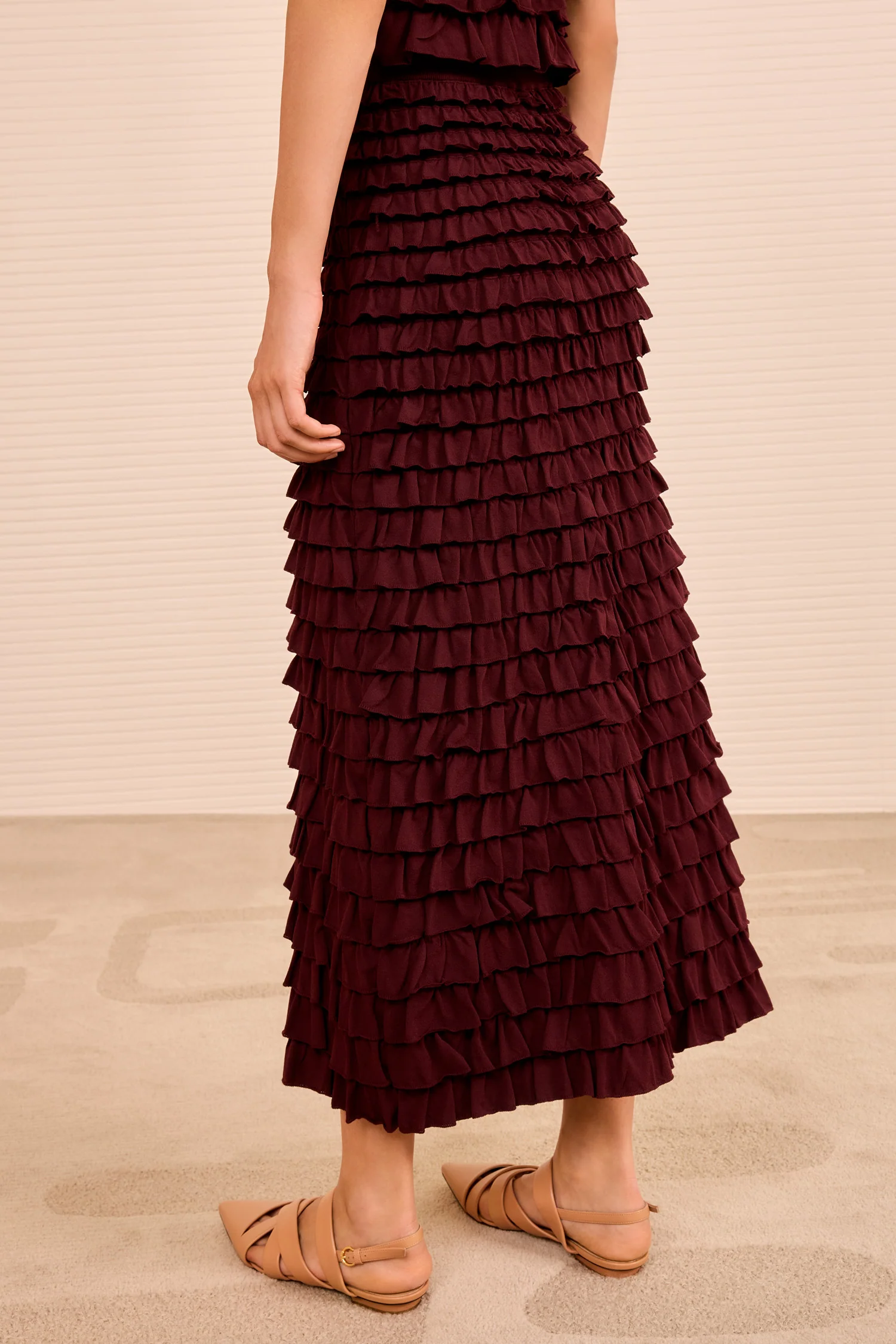 Mimi Ruffled Midi Skirt - Claret - Image 4