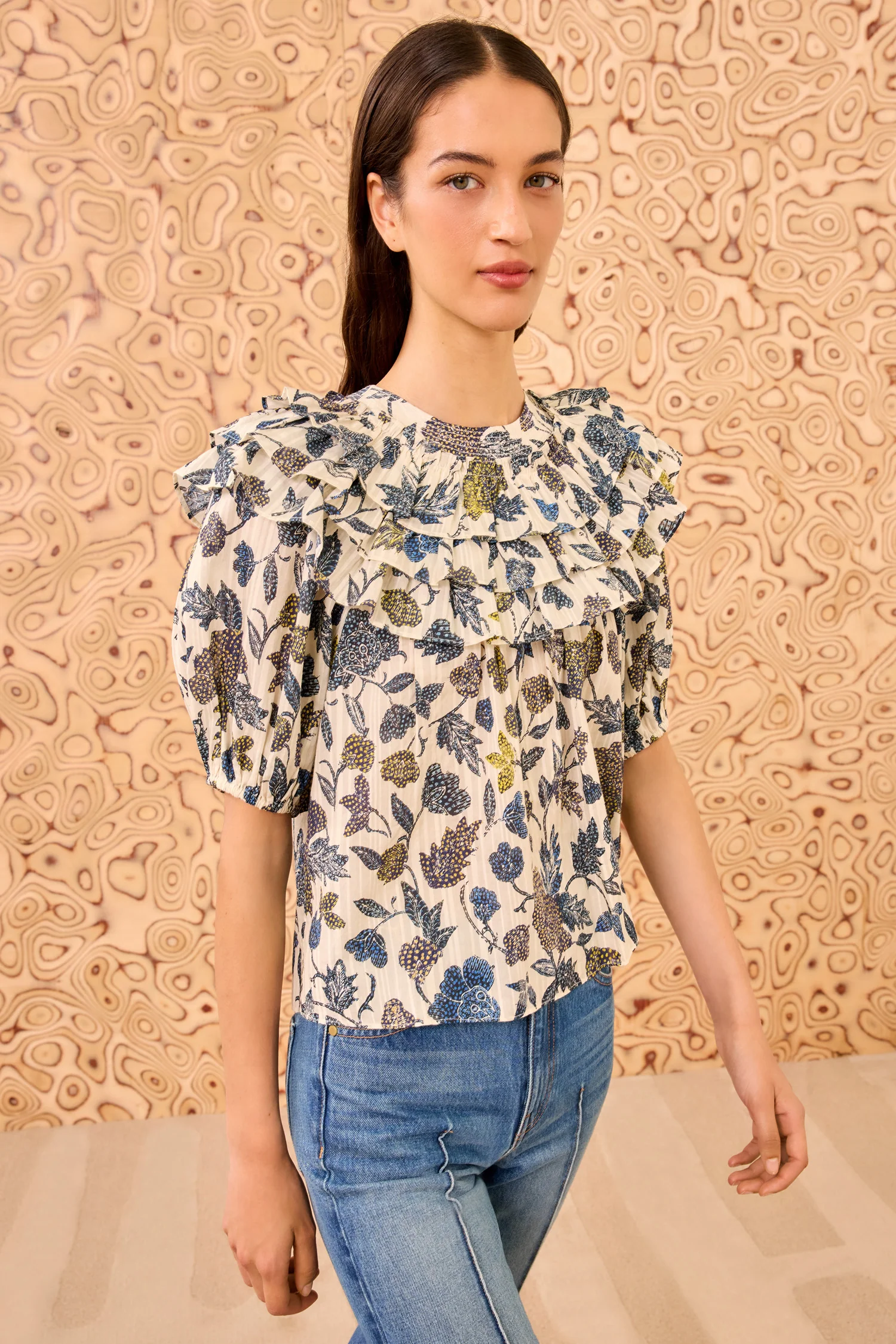 Mira Puff Sleeve Top - Porcelain - Image 3