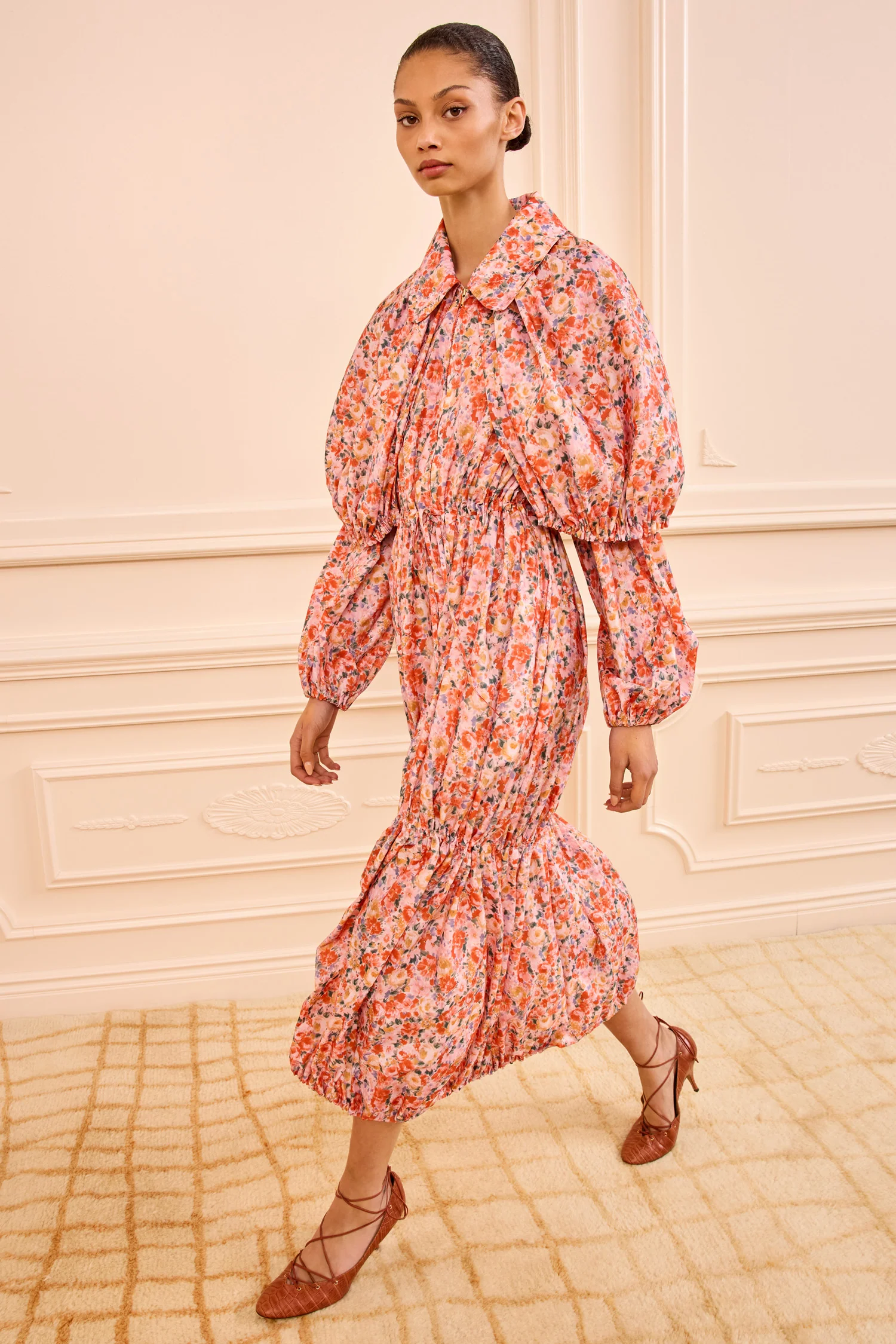 Nadia Bubble Tiered Coat - Begonia
