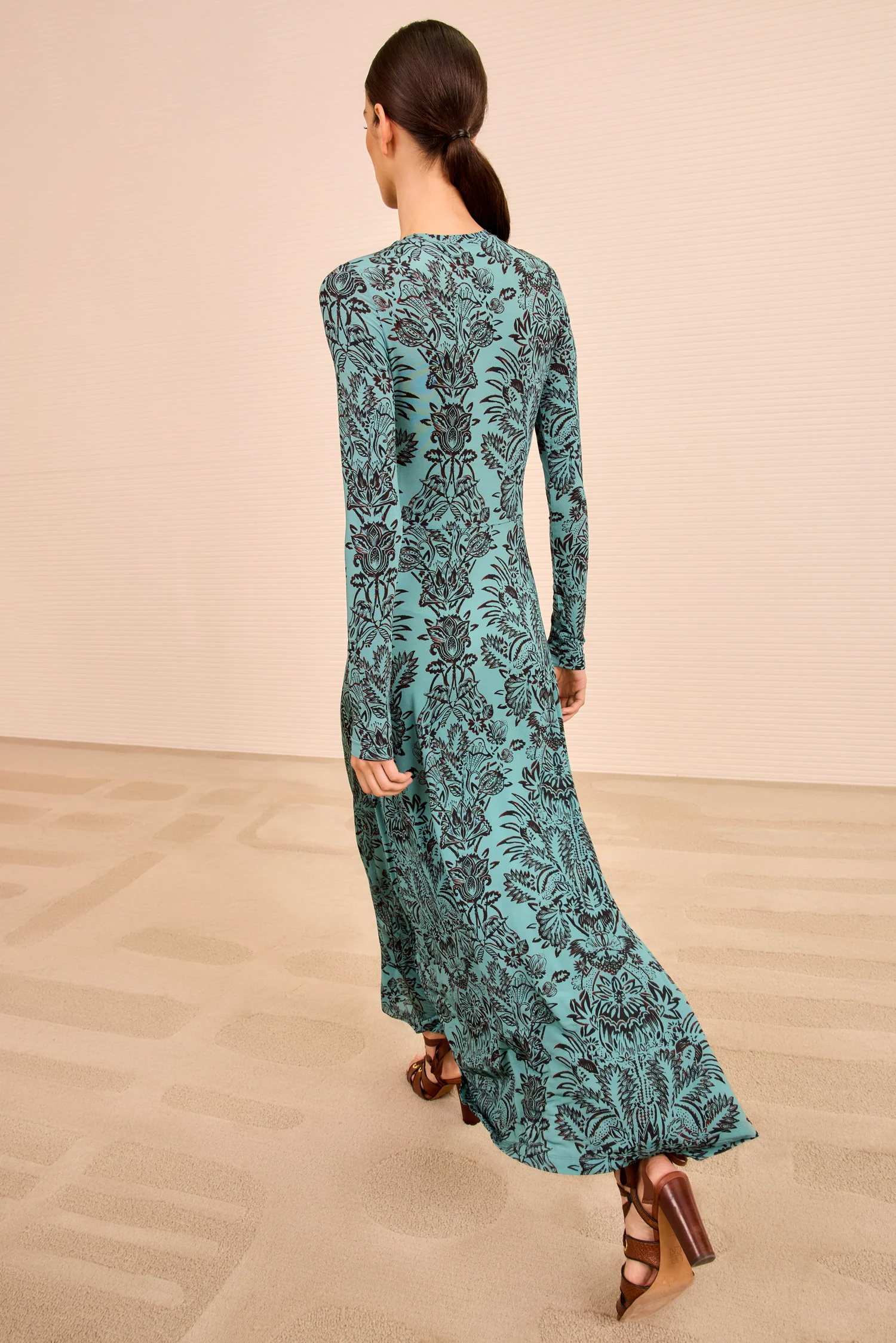 Naia Long Sleeve Ruched Dress - Ocean Flora - Image 4