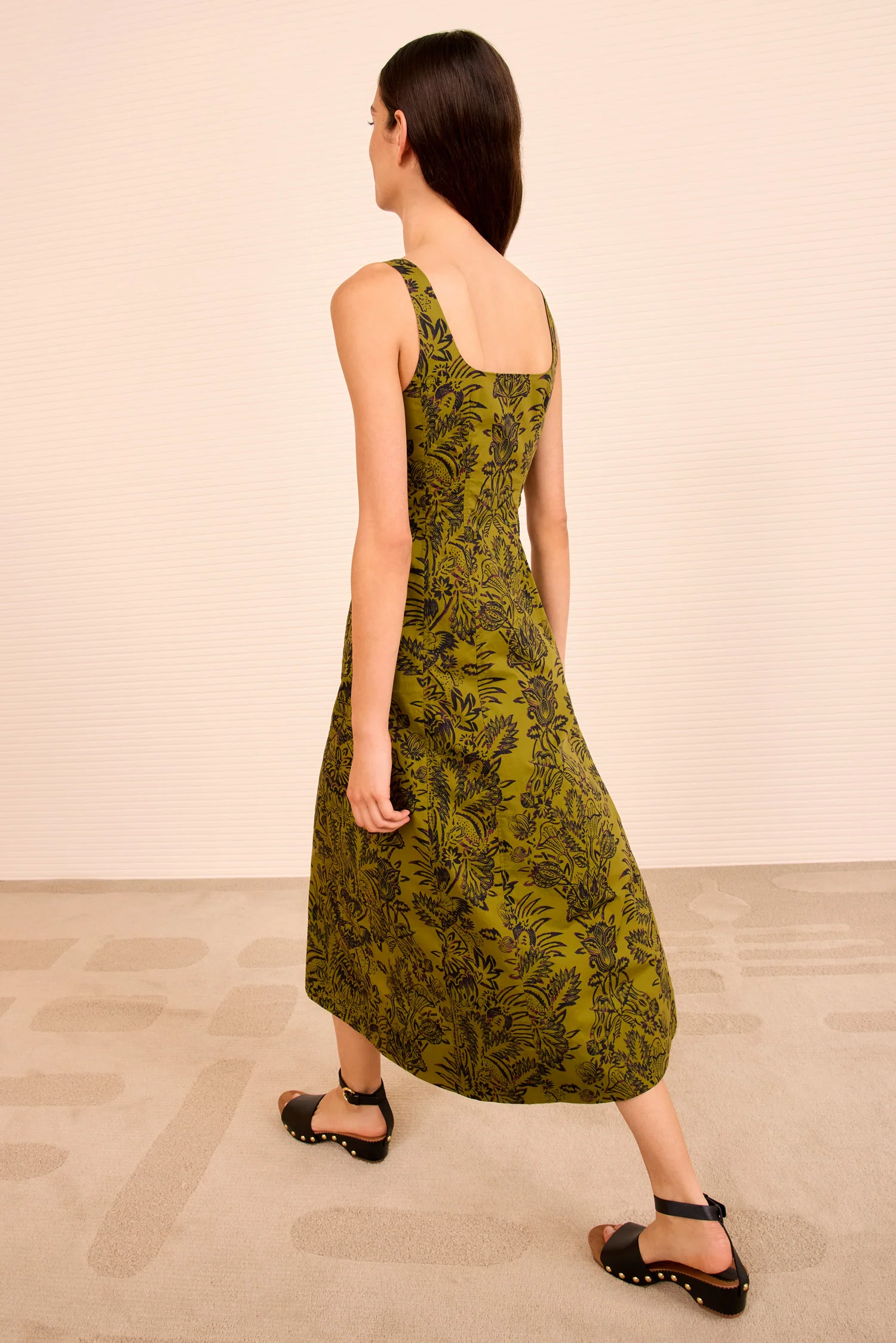 Natali Tank A – Line Dress - Olive Flora - Image 5