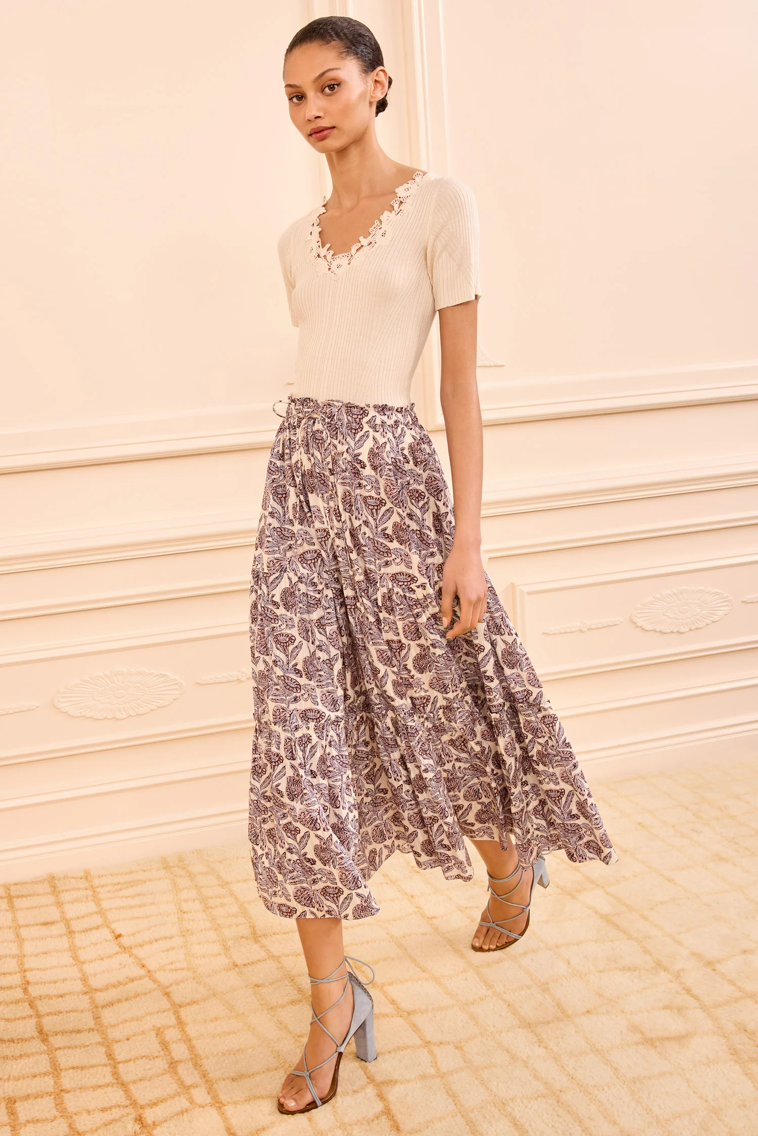 Nessa Cotton Midi Skirt - Meadow