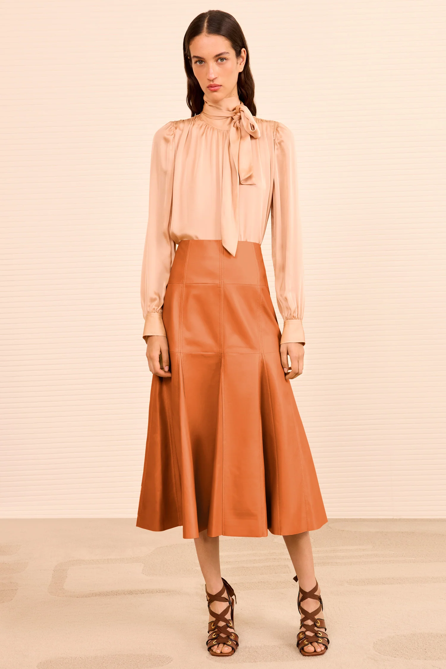 Noemi Fit and Flare Leather Skirt - Sienna