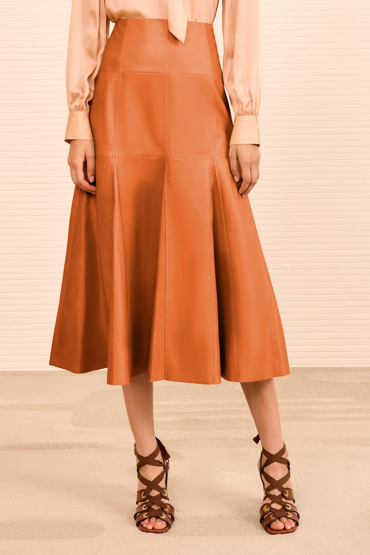 Noemi Fit and Flare Leather Skirt - Sienna - Image 2