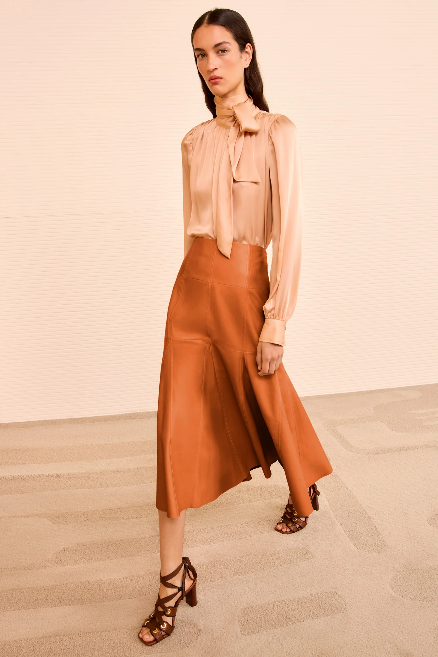 Noemi Fit and Flare Leather Skirt - Sienna - Image 3