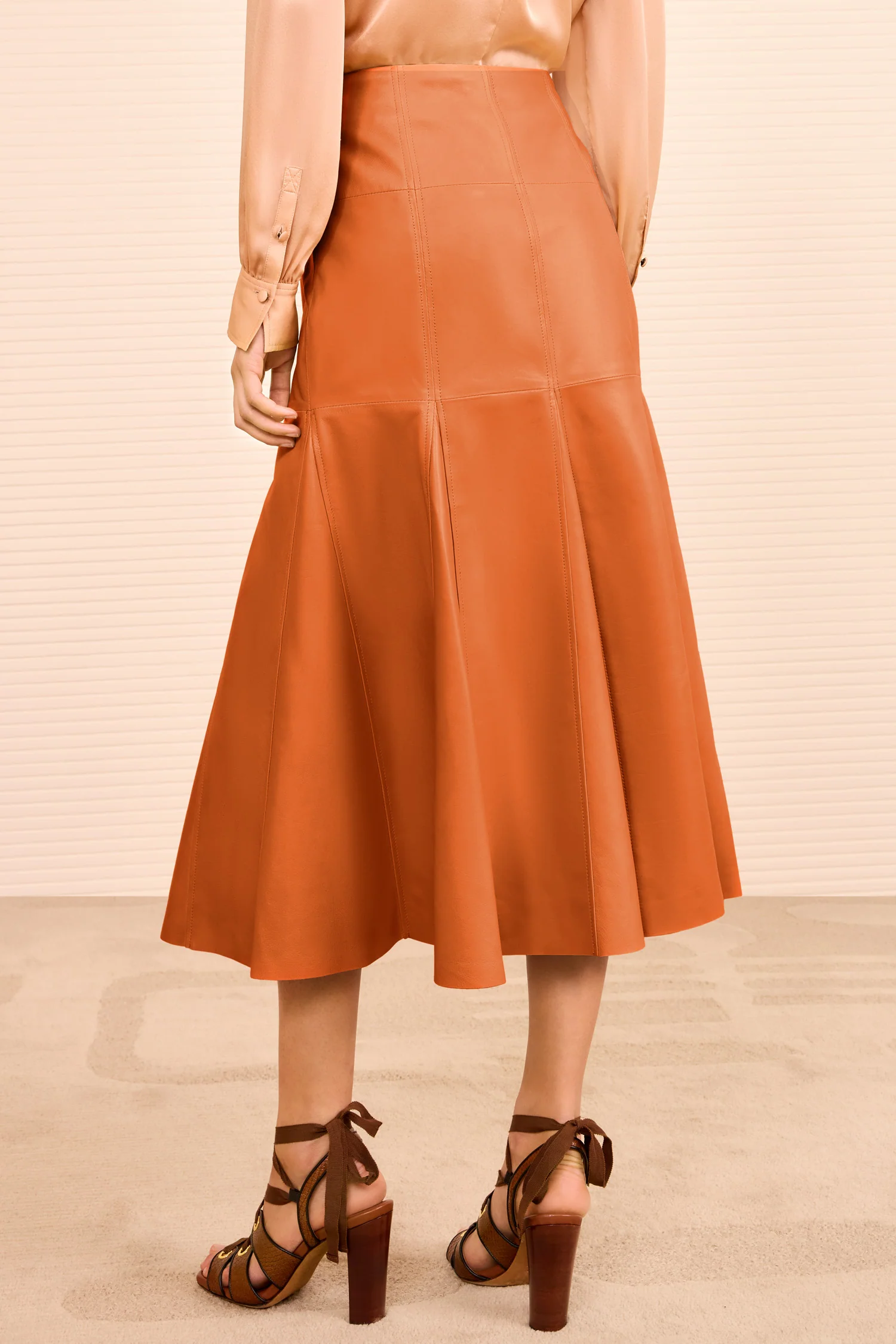 Noemi Fit and Flare Leather Skirt - Sienna - Image 4