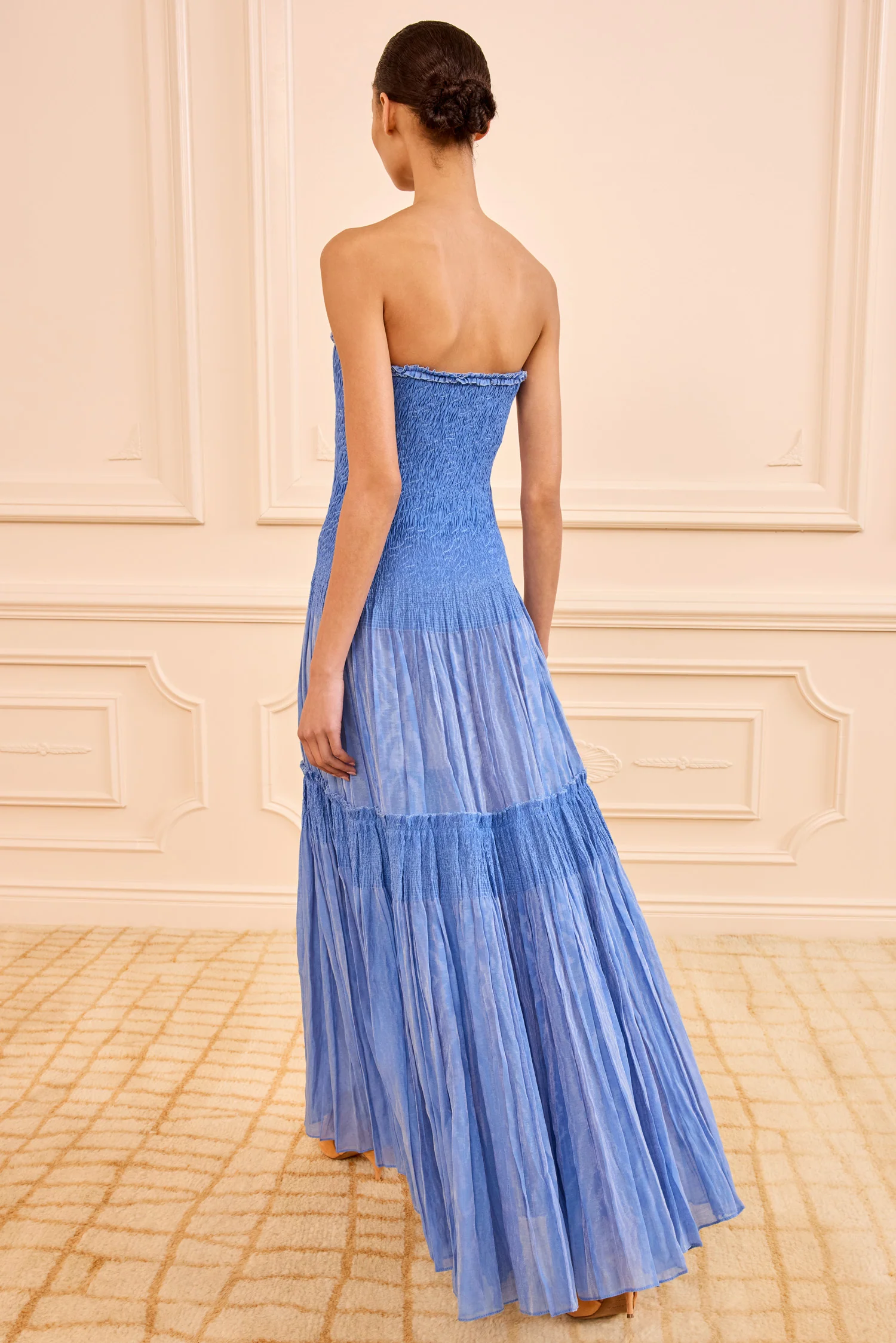 Nora Strapless Smocked Dress - Celeste - Image 4