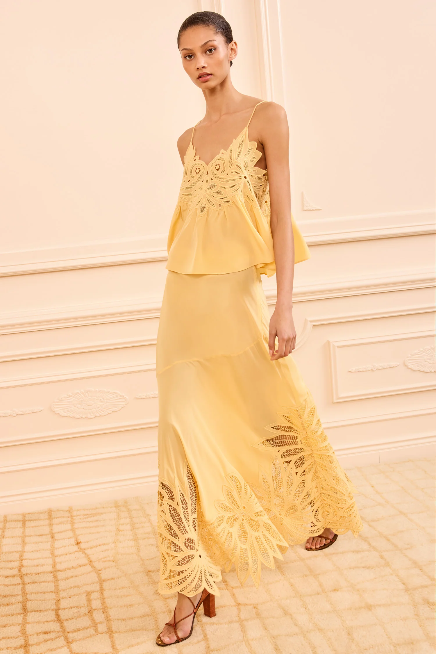 Oona Lace Applique Skirt - Dandelion